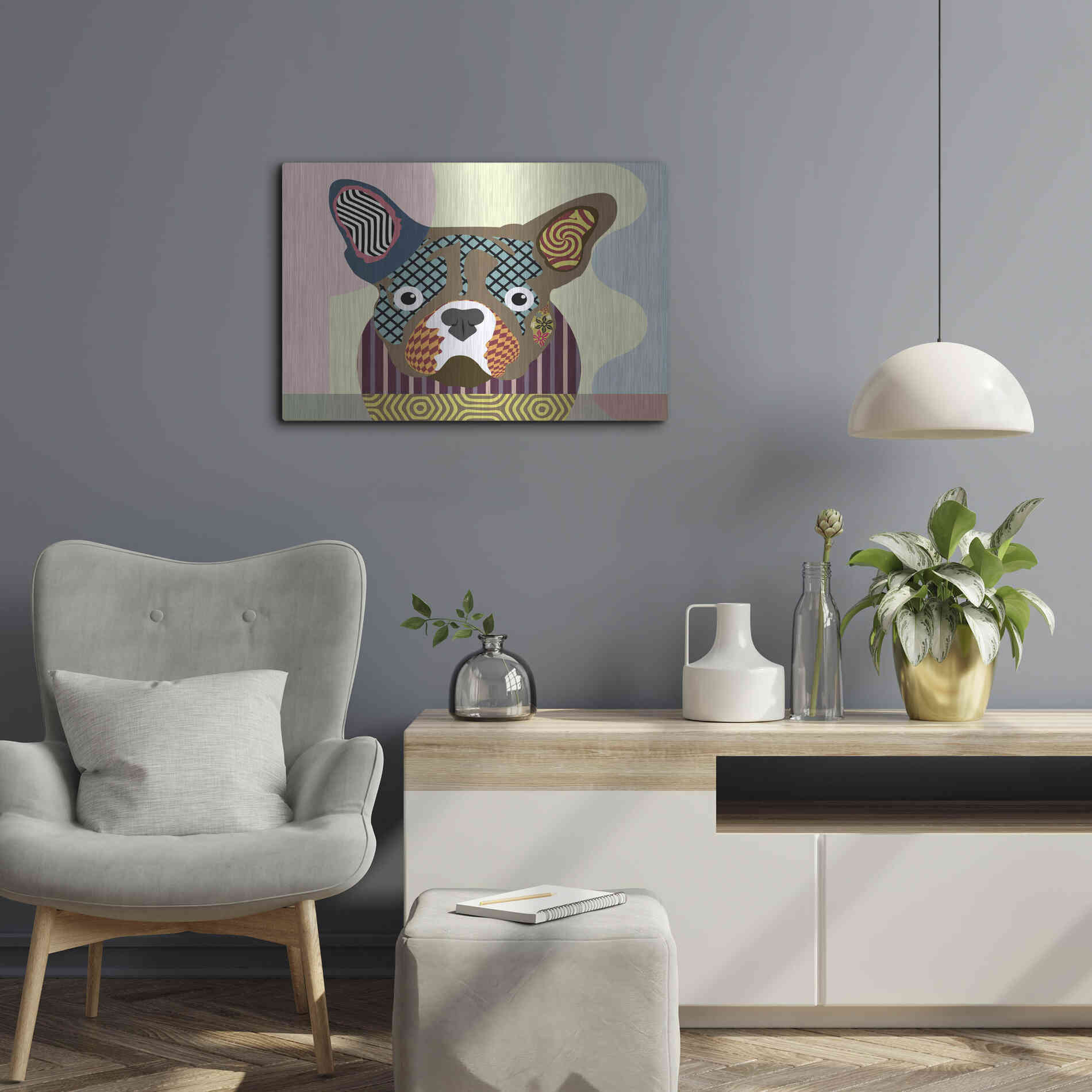 Luxe Metal Art 'French Bulldog' by Lanre Adefioyue, Metal Wall Art,24x16
