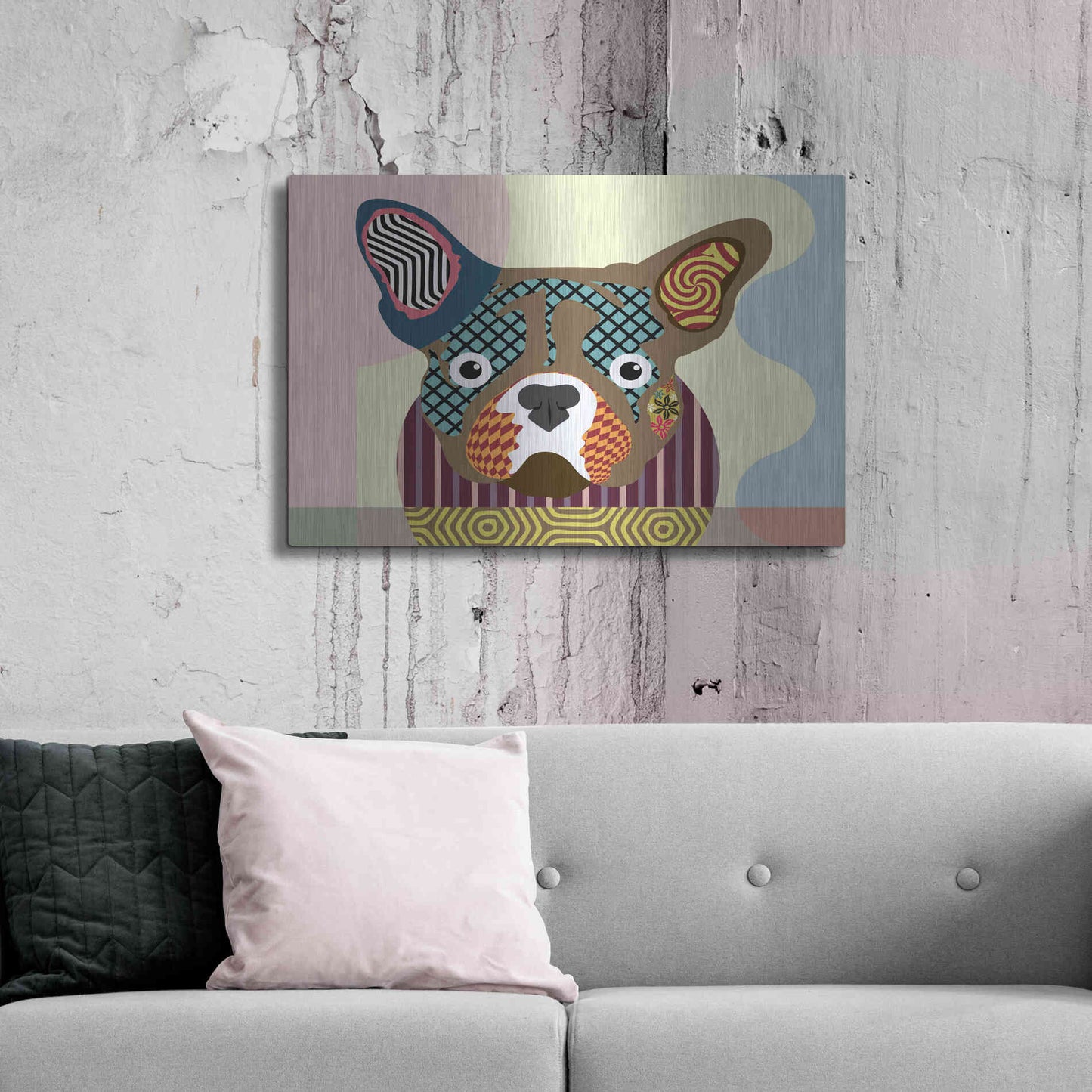 Luxe Metal Art 'French Bulldog' by Lanre Adefioyue, Metal Wall Art,36x24