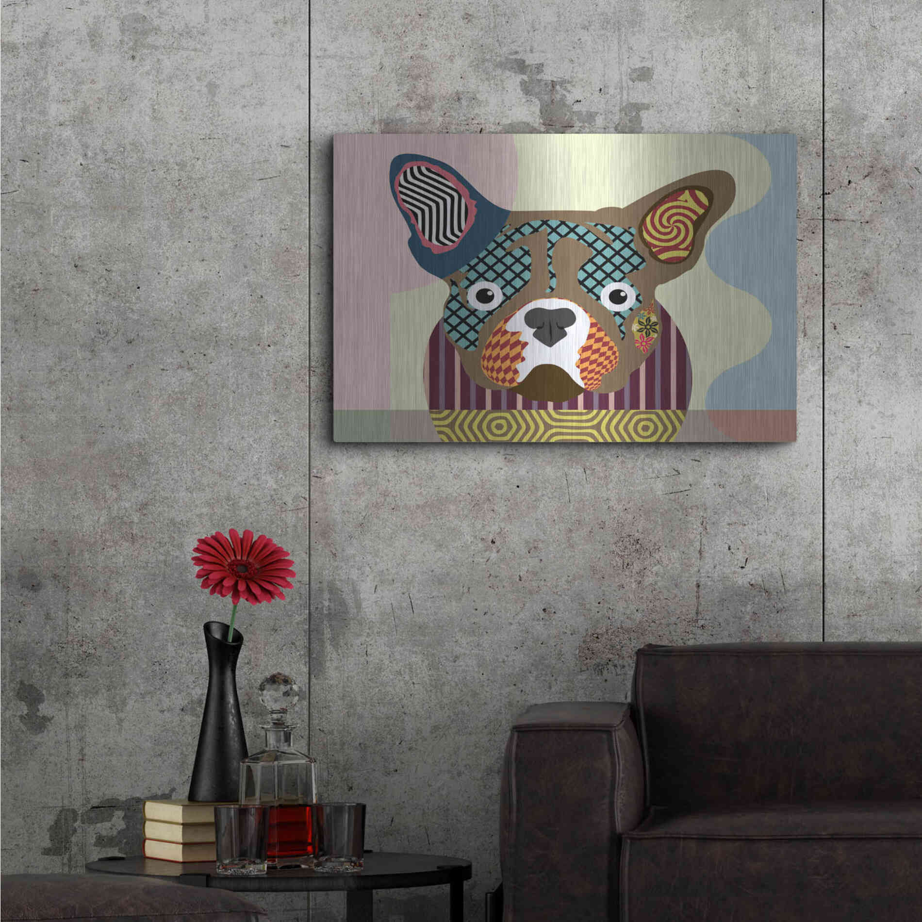 Luxe Metal Art 'French Bulldog' by Lanre Adefioyue, Metal Wall Art,36x24