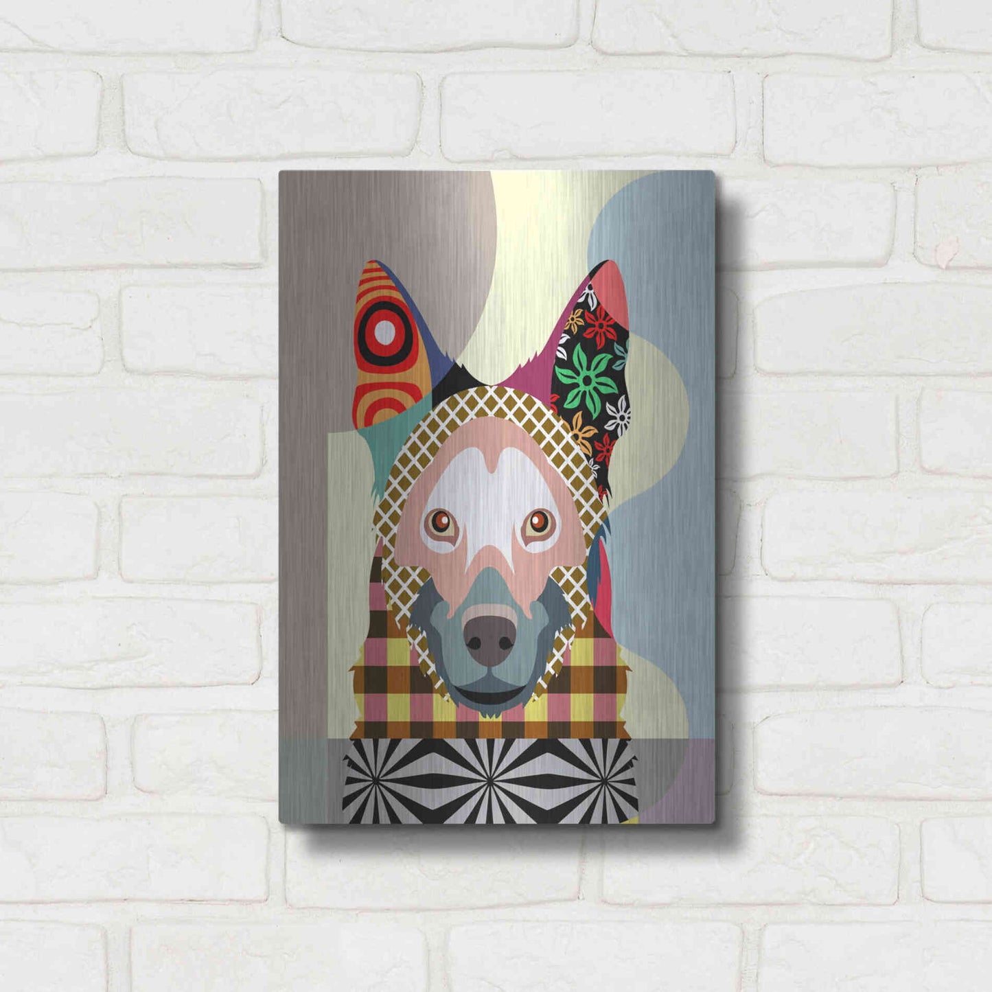 Luxe Metal Art 'German Shepherd' by Lanre Adefioyue, Metal Wall Art,12x16