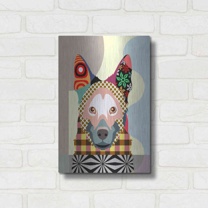 Luxe Metal Art 'German Shepherd' by Lanre Adefioyue, Metal Wall Art,12x16