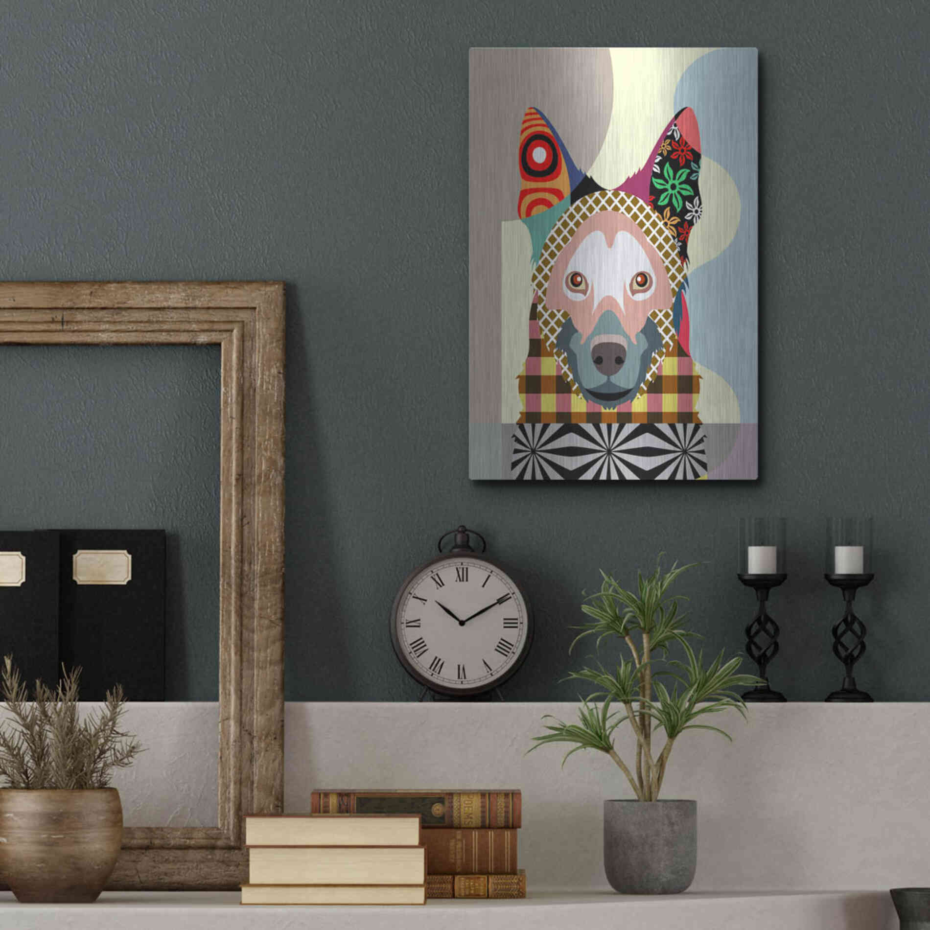 Luxe Metal Art 'German Shepherd' by Lanre Adefioyue, Metal Wall Art,12x16