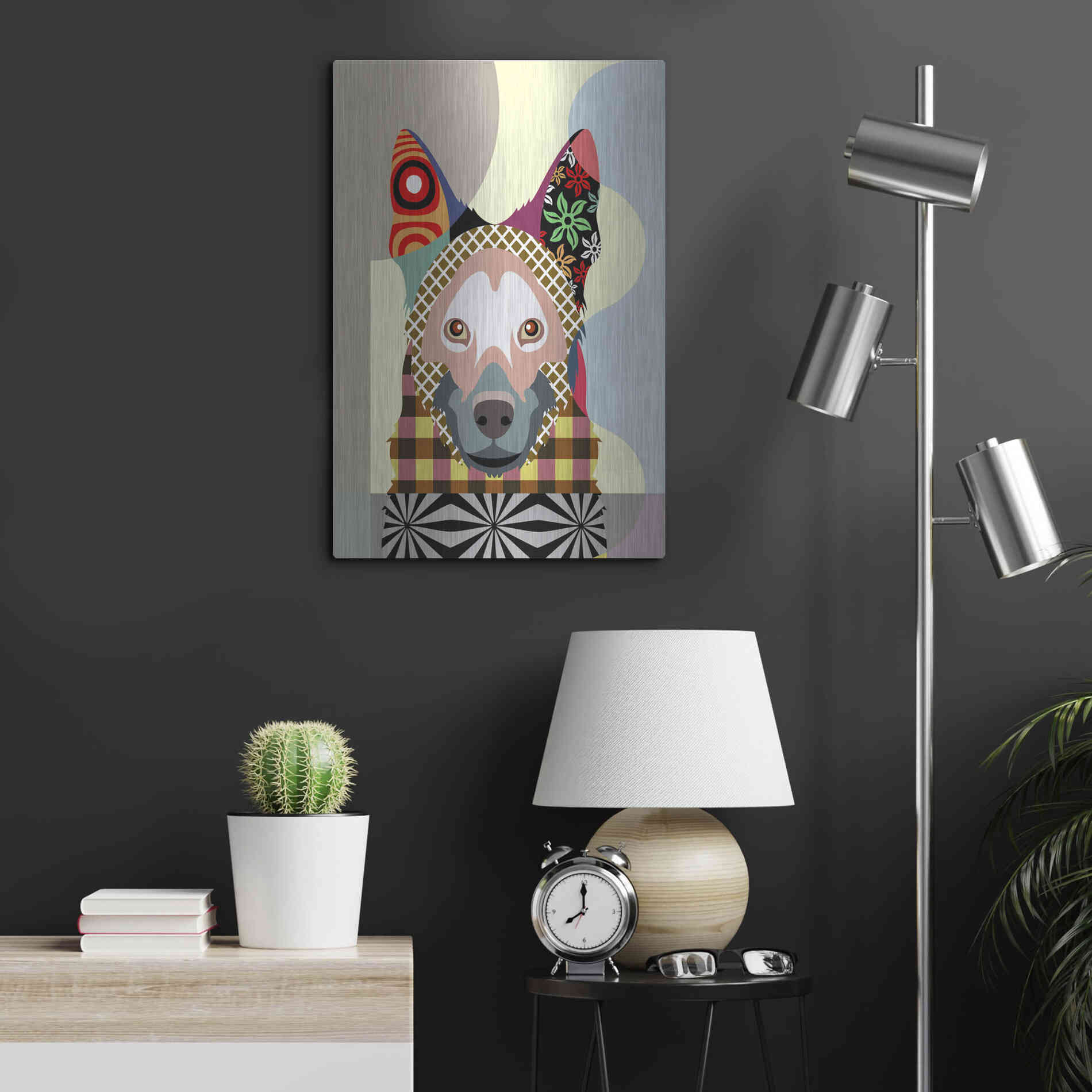 Luxe Metal Art 'German Shepherd' by Lanre Adefioyue, Metal Wall Art,16x24