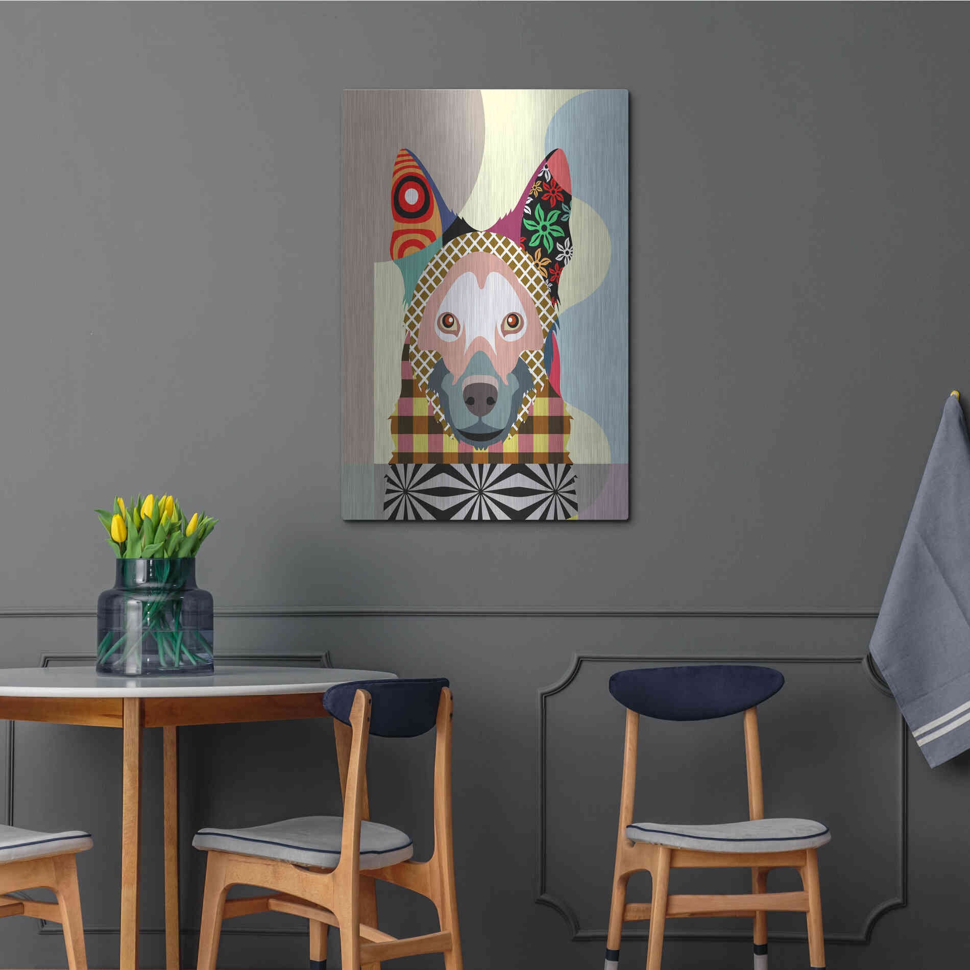 Luxe Metal Art 'German Shepherd' by Lanre Adefioyue, Metal Wall Art,24x36