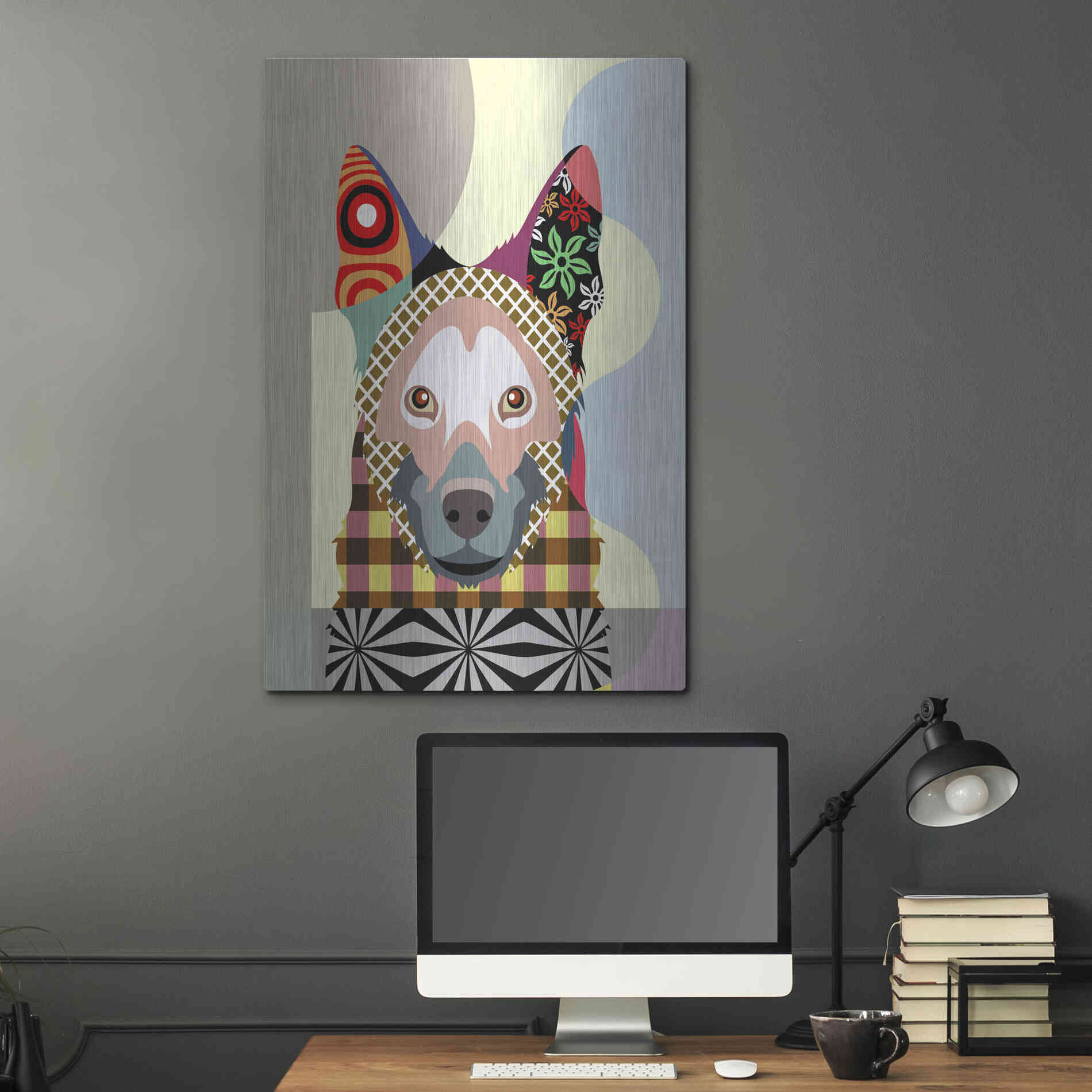 Luxe Metal Art 'German Shepherd' by Lanre Adefioyue, Metal Wall Art,24x36