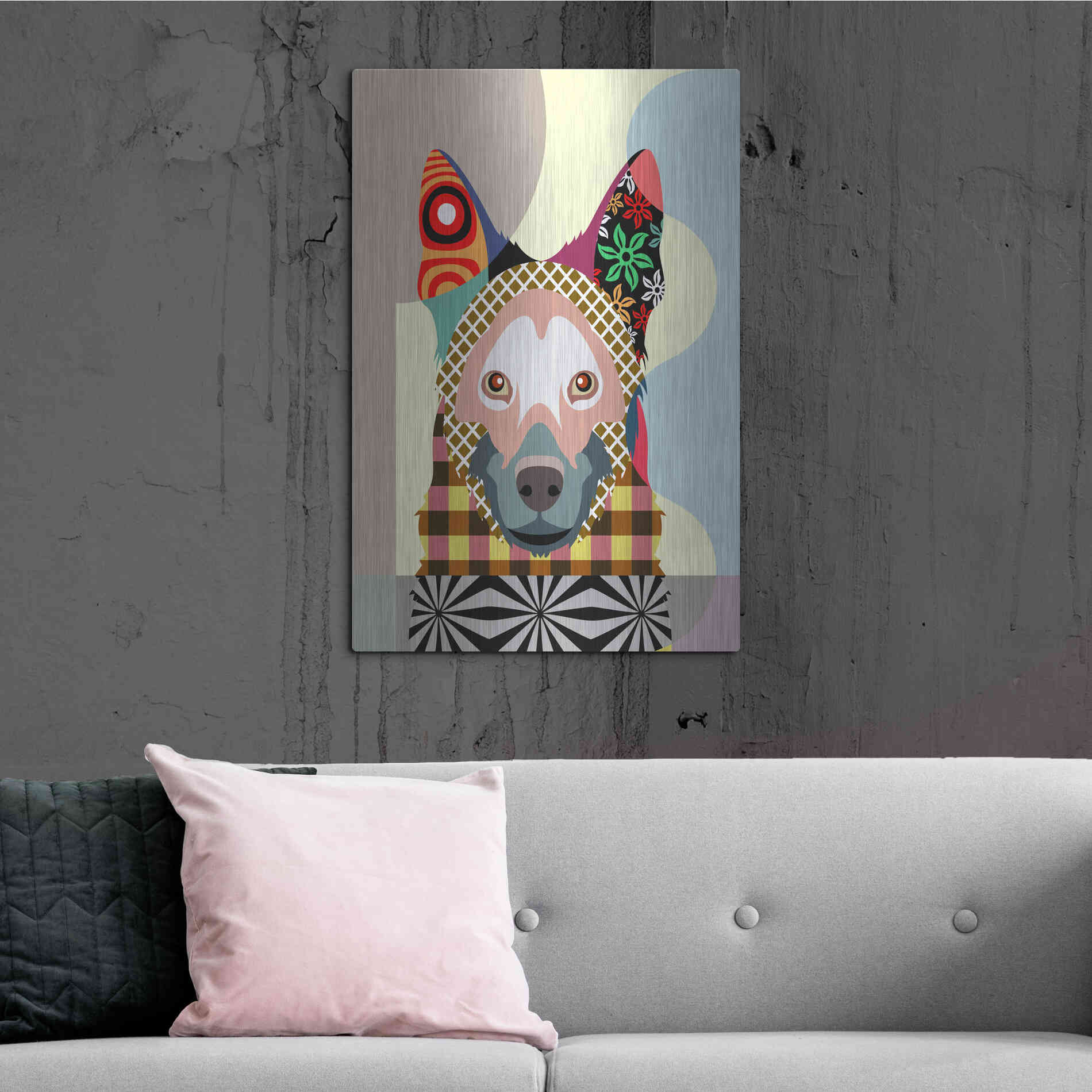 Luxe Metal Art 'German Shepherd' by Lanre Adefioyue, Metal Wall Art,24x36