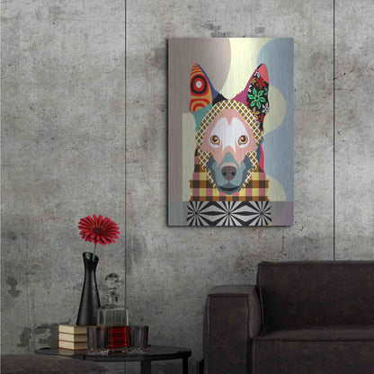 Luxe Metal Art 'German Shepherd' by Lanre Adefioyue, Metal Wall Art,24x36