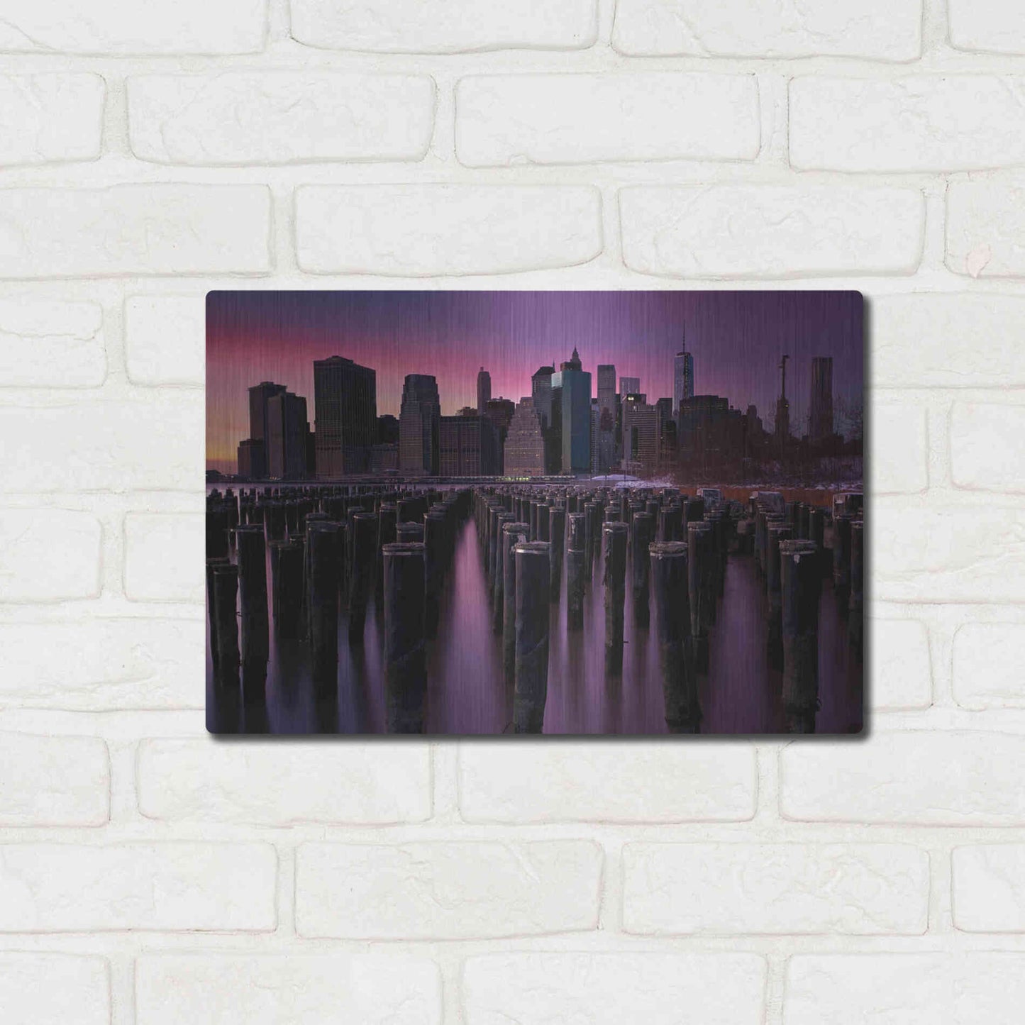 Luxe Metal Art 'Manhattan Glow' by Katherine Gendreau, Metal Wall Art,16x12