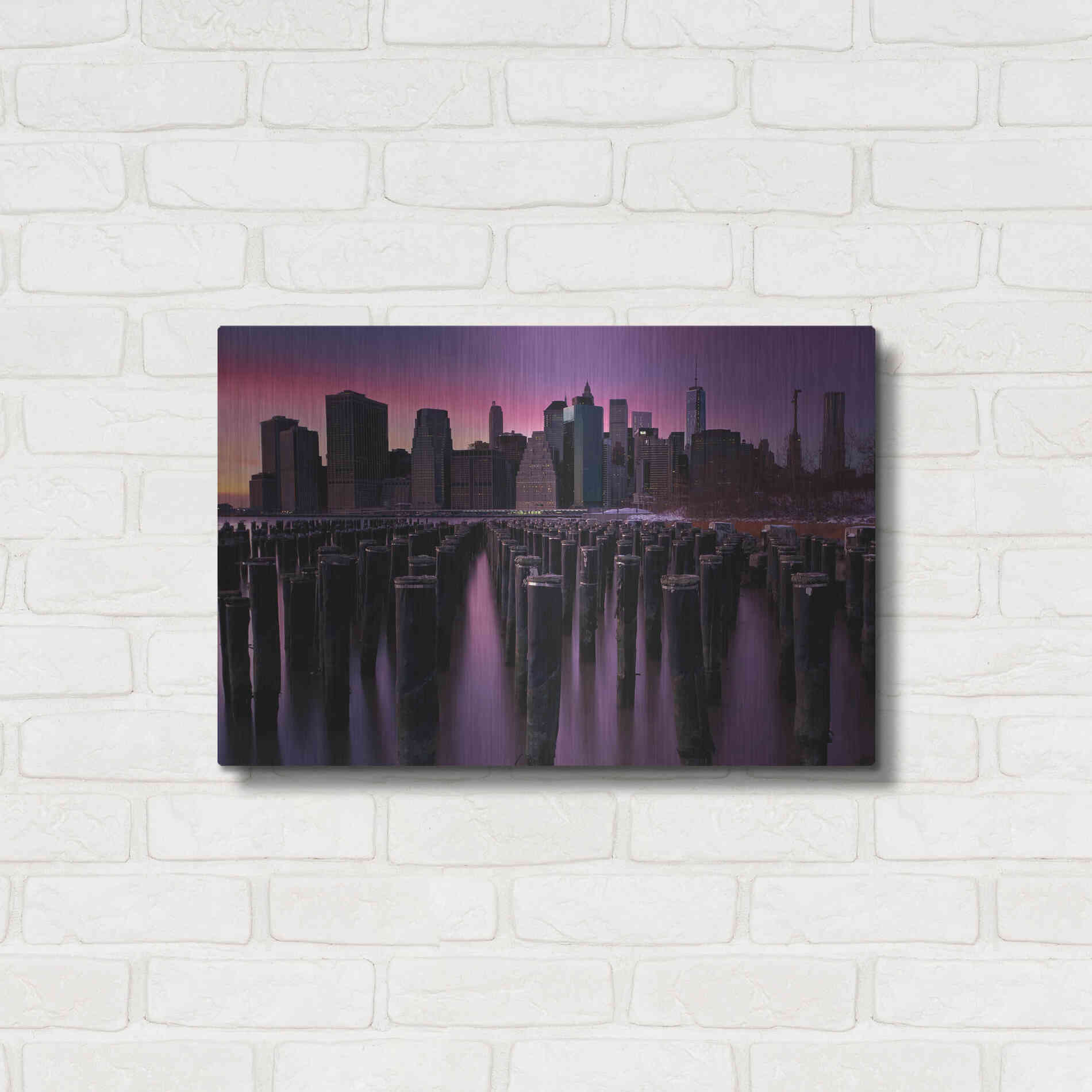 Luxe Metal Art 'Manhattan Glow' by Katherine Gendreau, Metal Wall Art,24x16