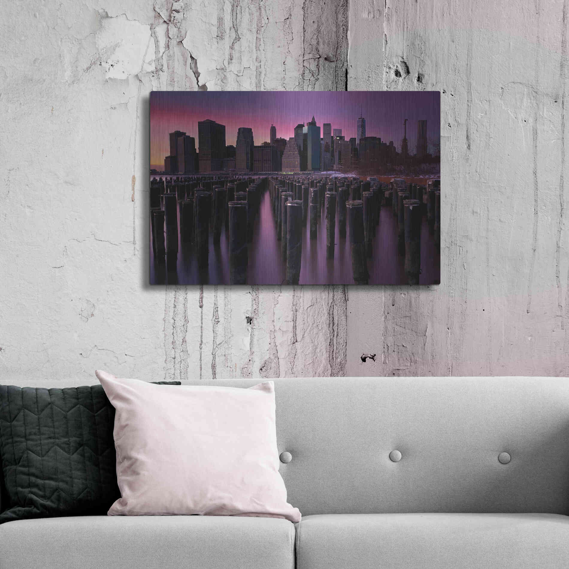 Luxe Metal Art 'Manhattan Glow' by Katherine Gendreau, Metal Wall Art,36x24