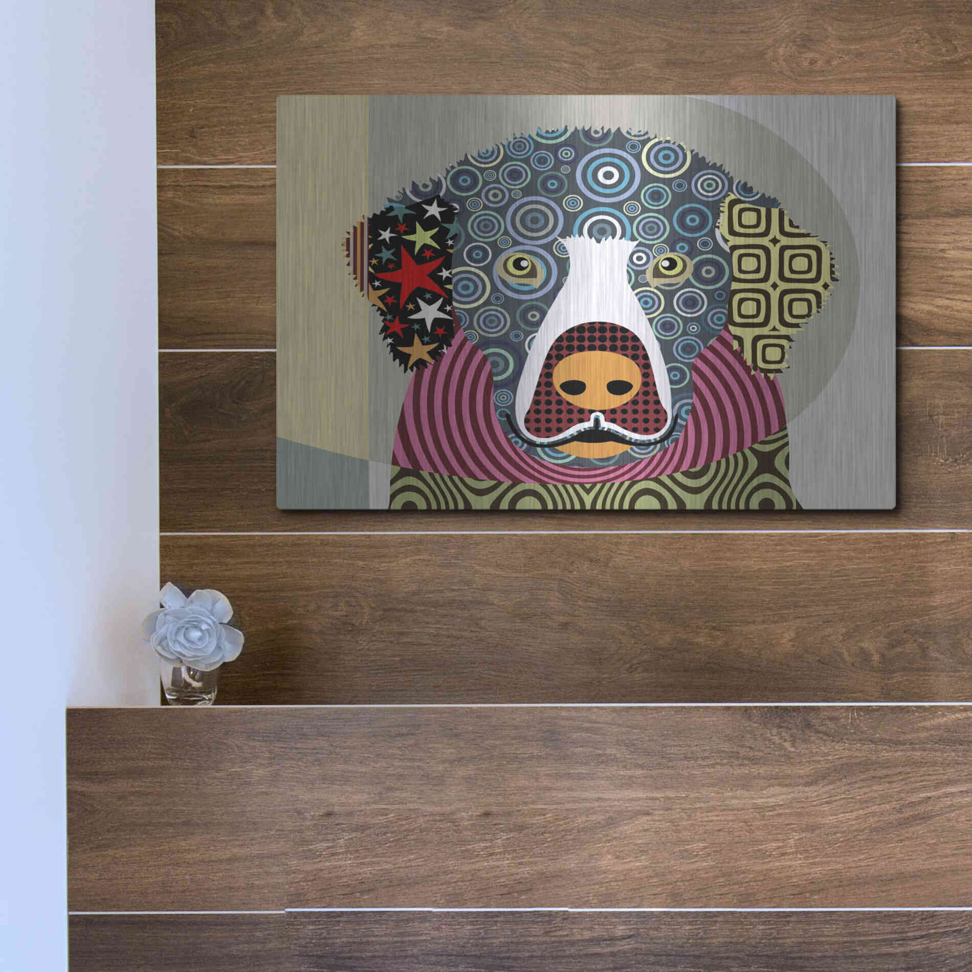 Luxe Metal Art 'Golden Retriever' by Lanre Adefioyue, Metal Wall Art,16x12