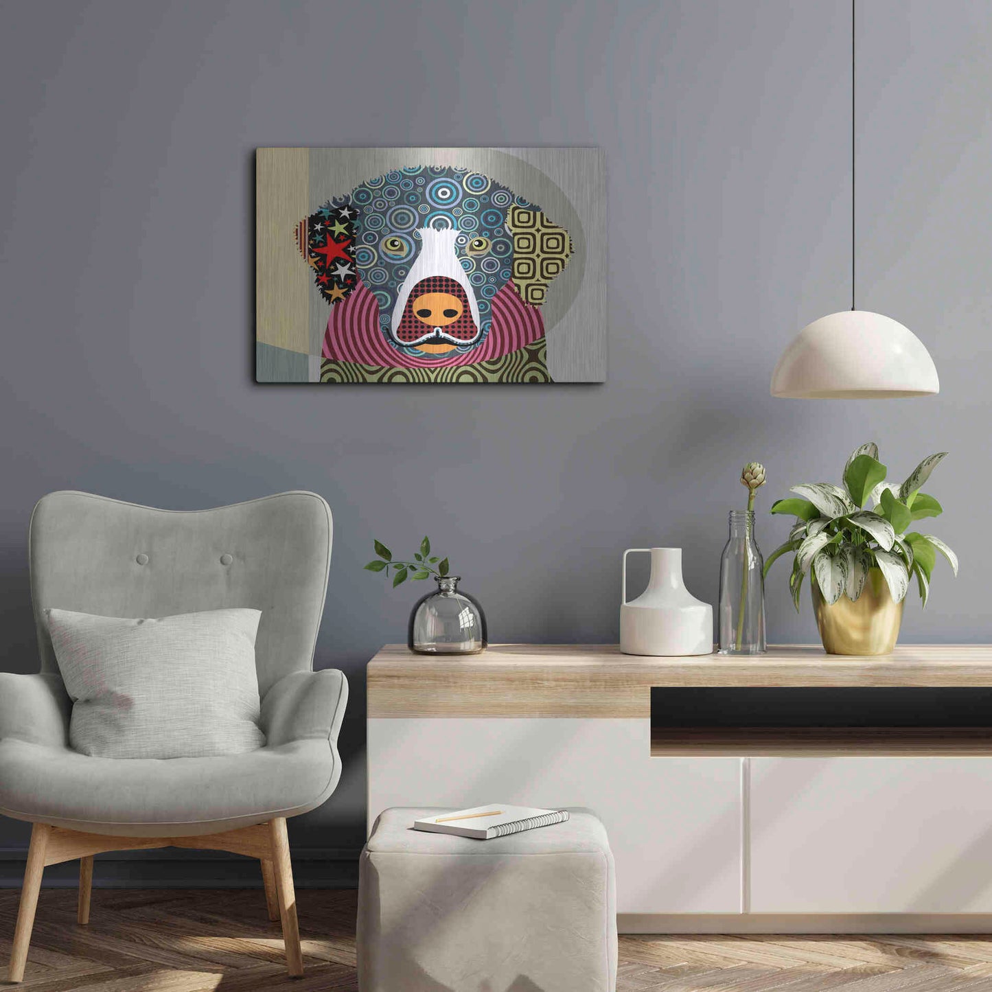 Luxe Metal Art 'Golden Retriever' by Lanre Adefioyue, Metal Wall Art,24x16