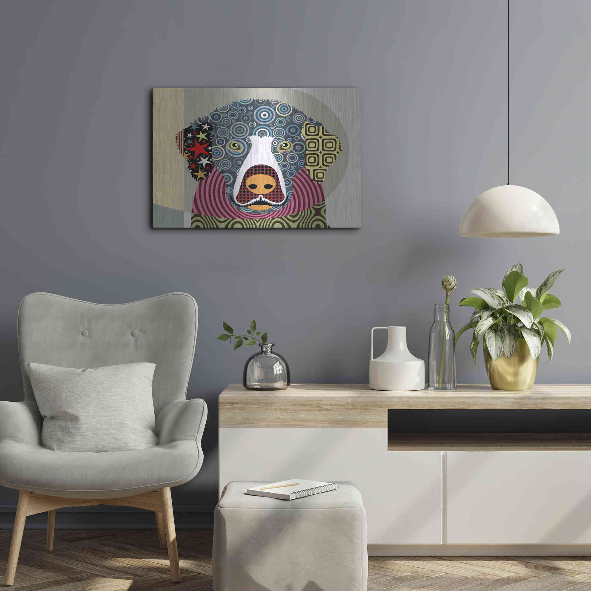 Luxe Metal Art 'Golden Retriever' by Lanre Adefioyue, Metal Wall Art,24x16