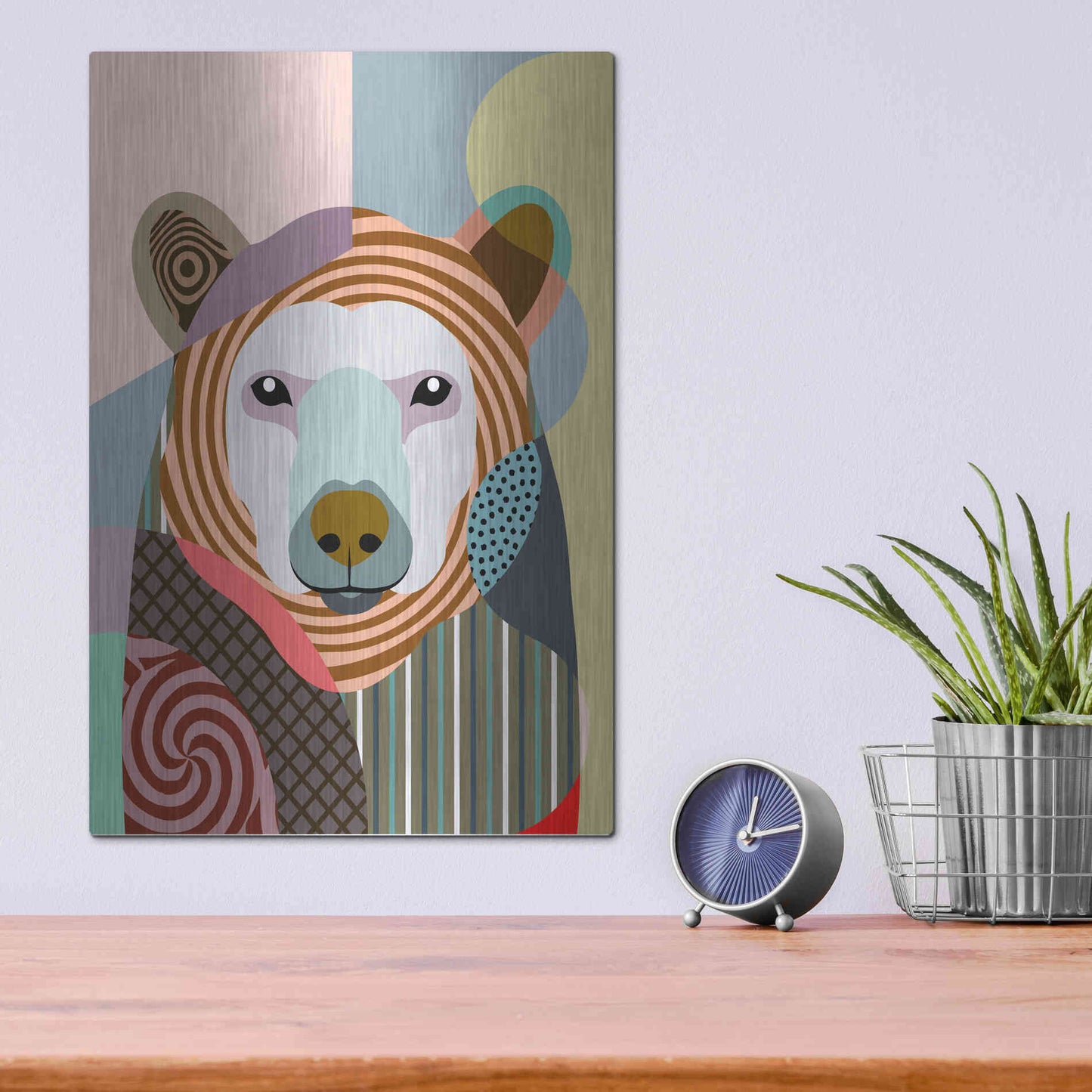 Luxe Metal Art 'Hunting Polar Bear' by Lanre Adefioyue, Metal Wall Art,12x16