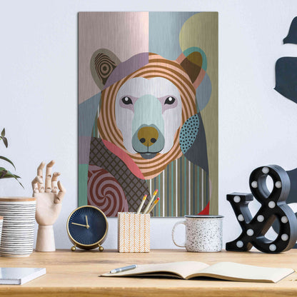 Luxe Metal Art 'Hunting Polar Bear' by Lanre Adefioyue, Metal Wall Art,12x16