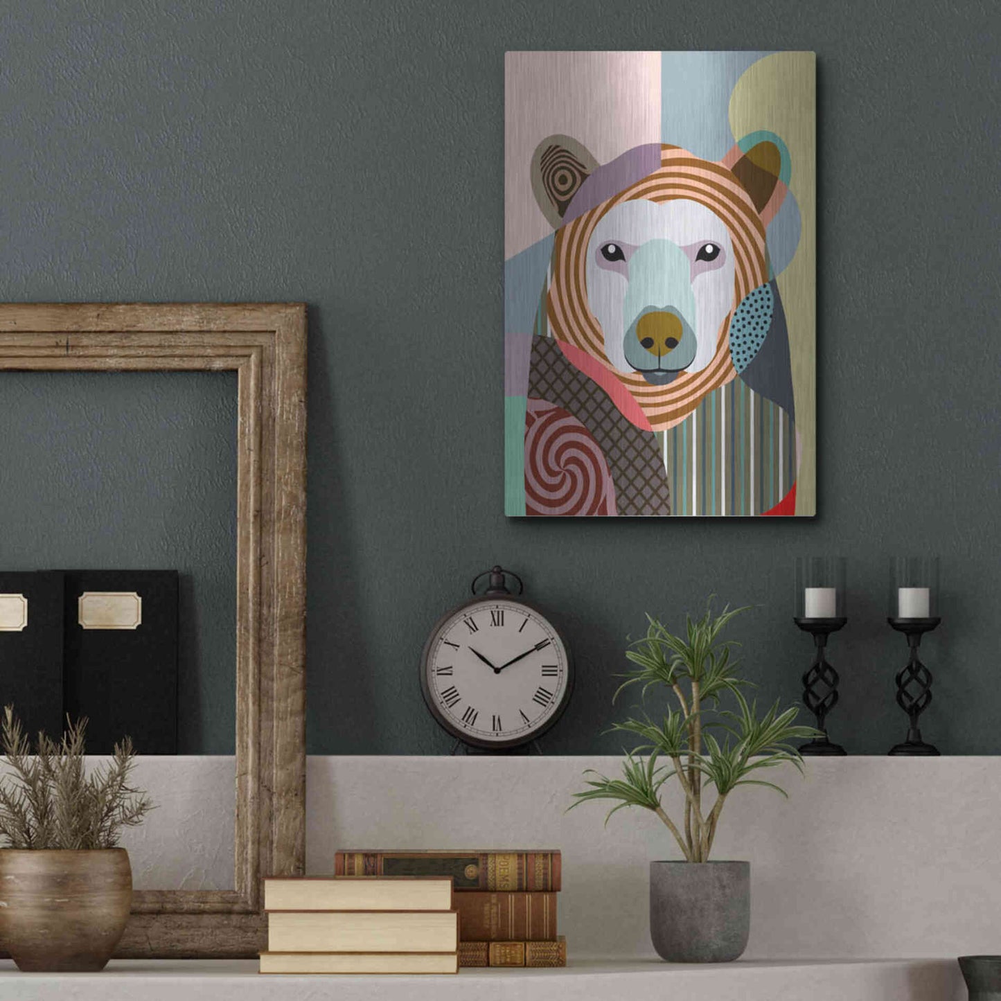 Luxe Metal Art 'Hunting Polar Bear' by Lanre Adefioyue, Metal Wall Art,12x16