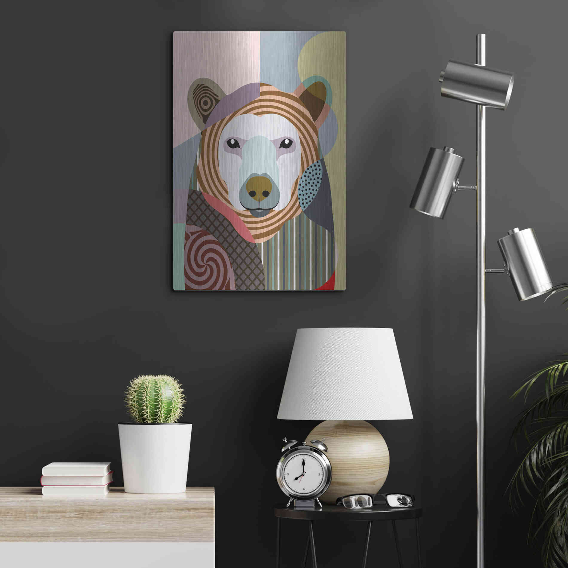 Luxe Metal Art 'Hunting Polar Bear' by Lanre Adefioyue, Metal Wall Art,16x24