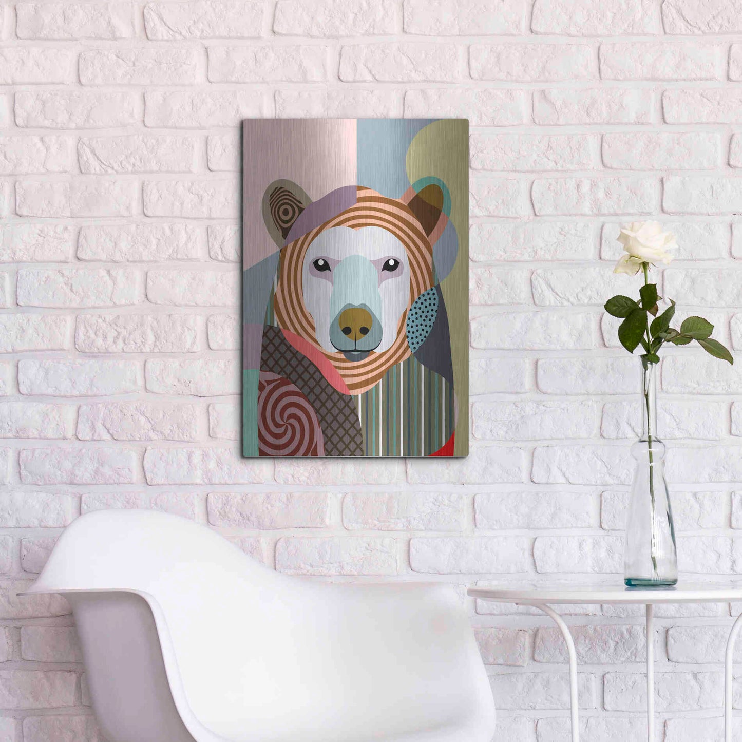 Luxe Metal Art 'Hunting Polar Bear' by Lanre Adefioyue, Metal Wall Art,16x24