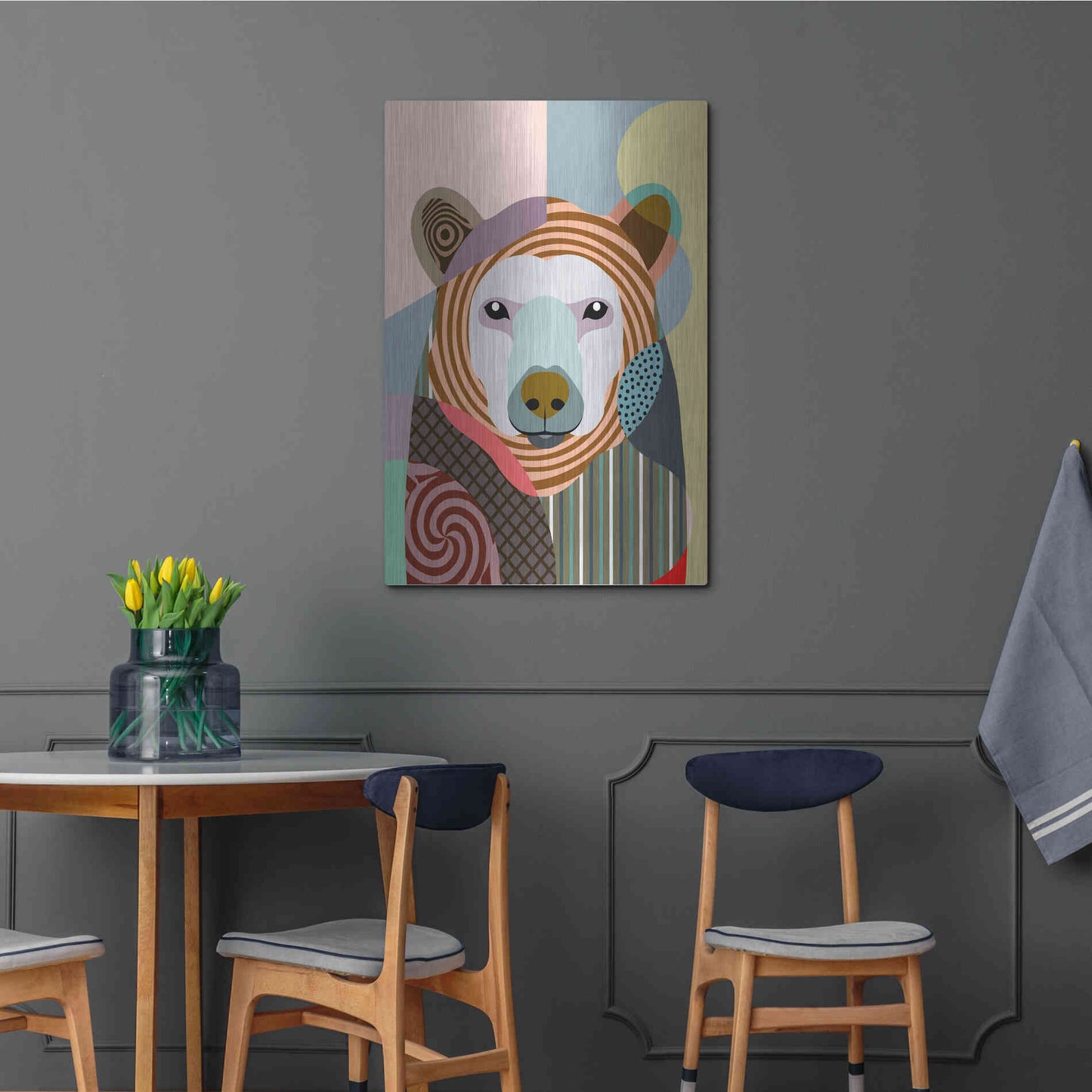 Luxe Metal Art 'Hunting Polar Bear' by Lanre Adefioyue, Metal Wall Art,24x36