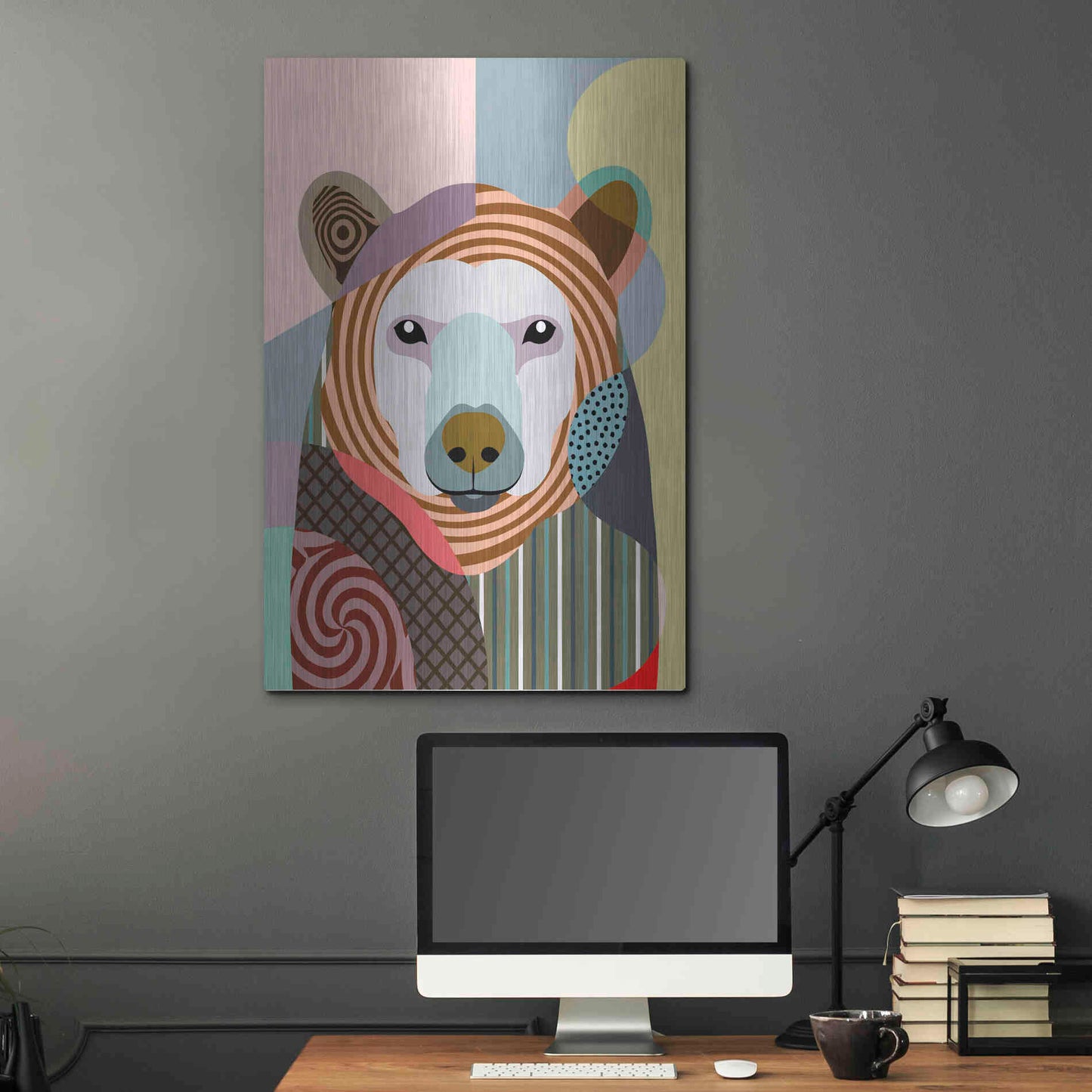 Luxe Metal Art 'Hunting Polar Bear' by Lanre Adefioyue, Metal Wall Art,24x36