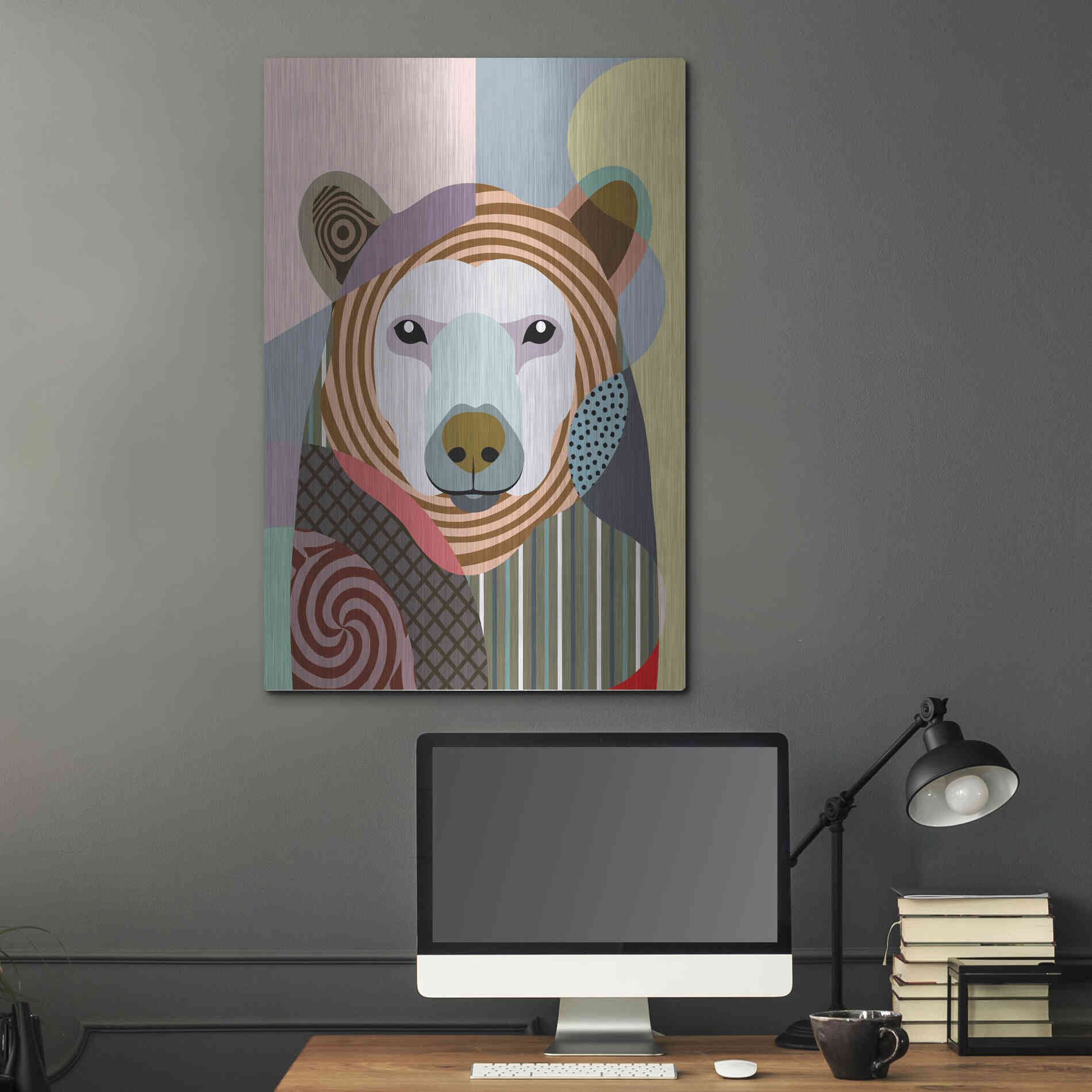 Luxe Metal Art 'Hunting Polar Bear' by Lanre Adefioyue, Metal Wall Art,24x36