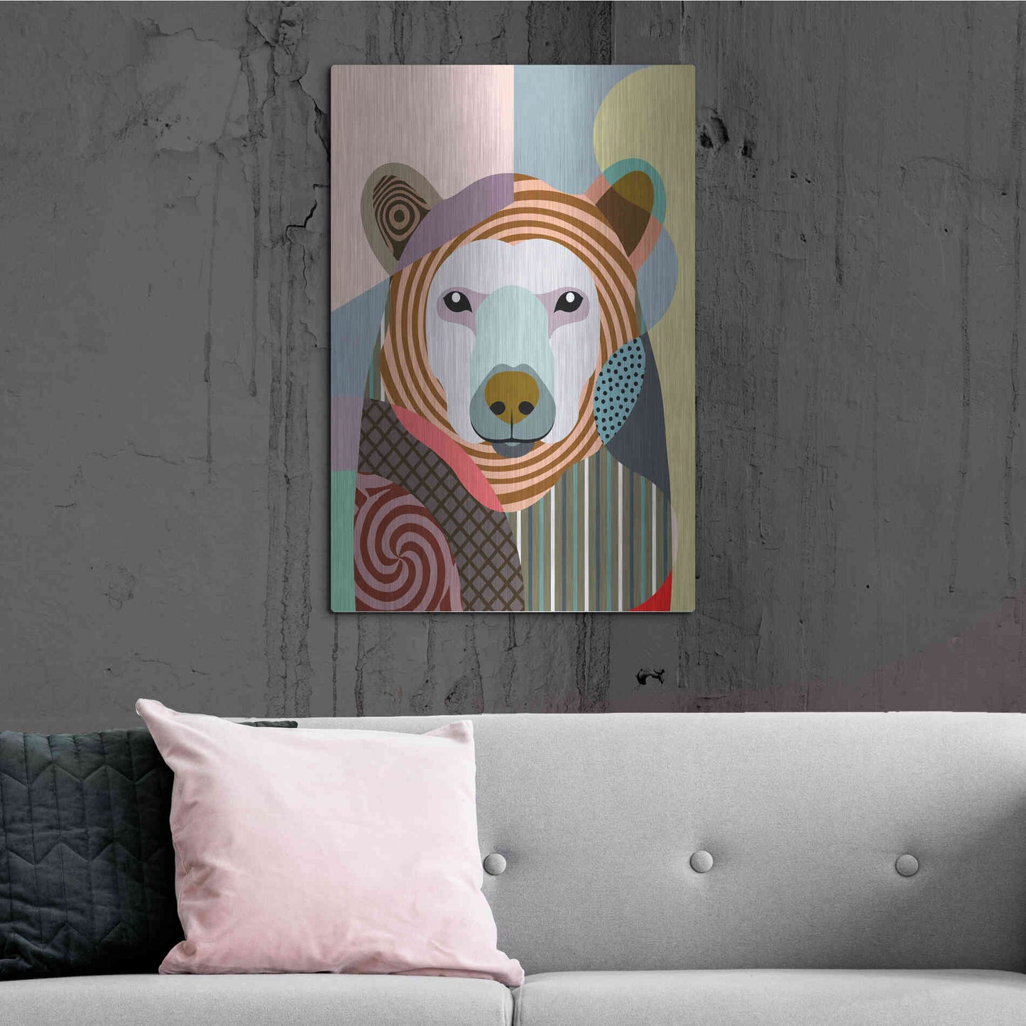 Luxe Metal Art 'Hunting Polar Bear' by Lanre Adefioyue, Metal Wall Art,24x36