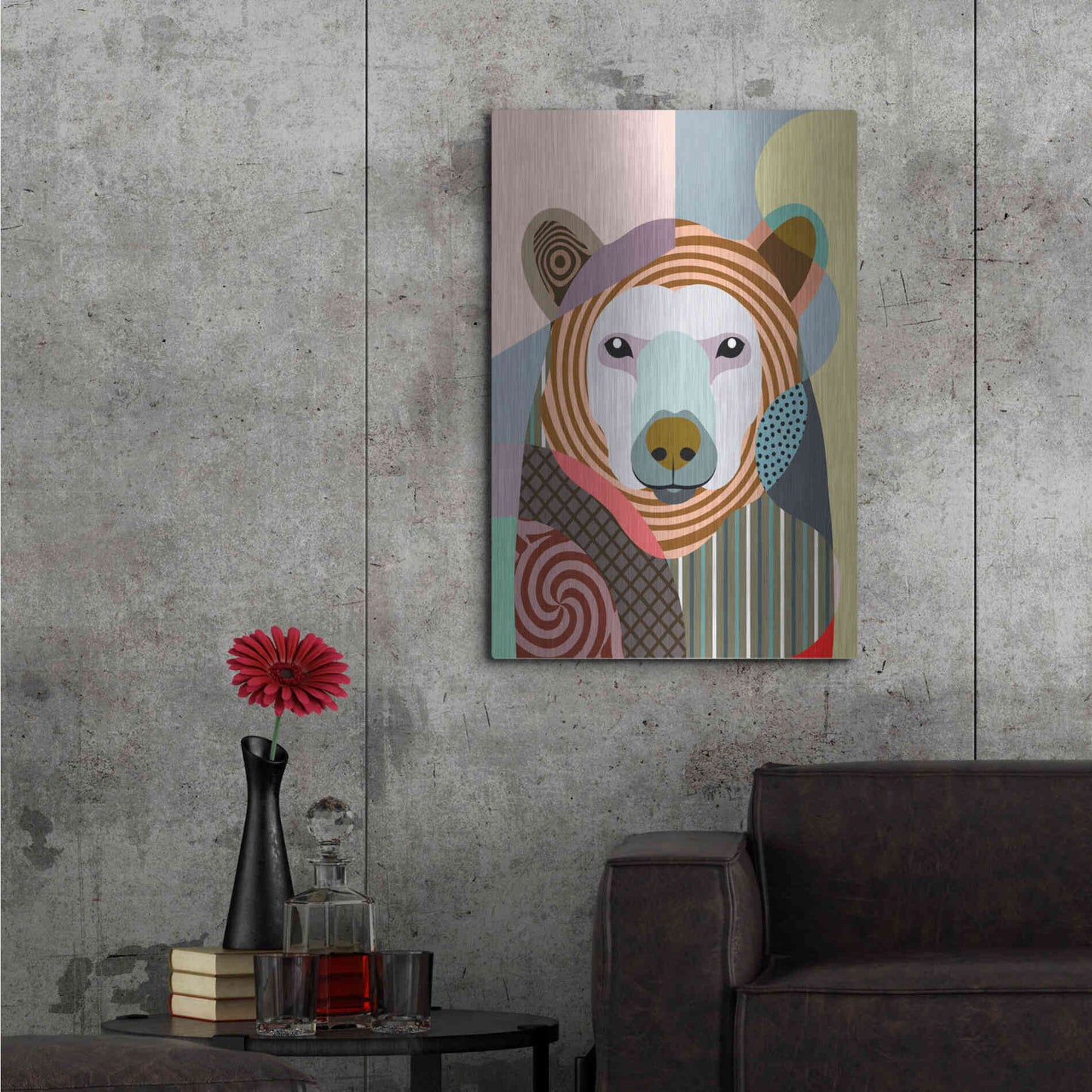 Luxe Metal Art 'Hunting Polar Bear' by Lanre Adefioyue, Metal Wall Art,24x36