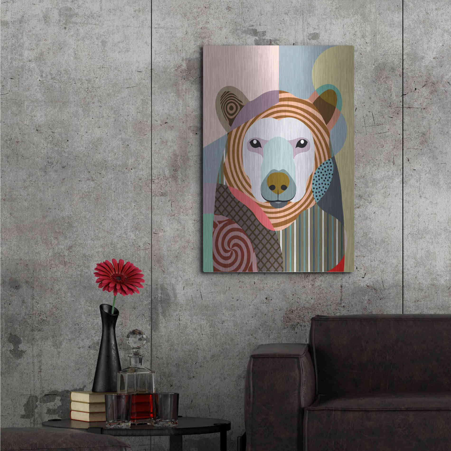Luxe Metal Art 'Hunting Polar Bear' by Lanre Adefioyue, Metal Wall Art,24x36