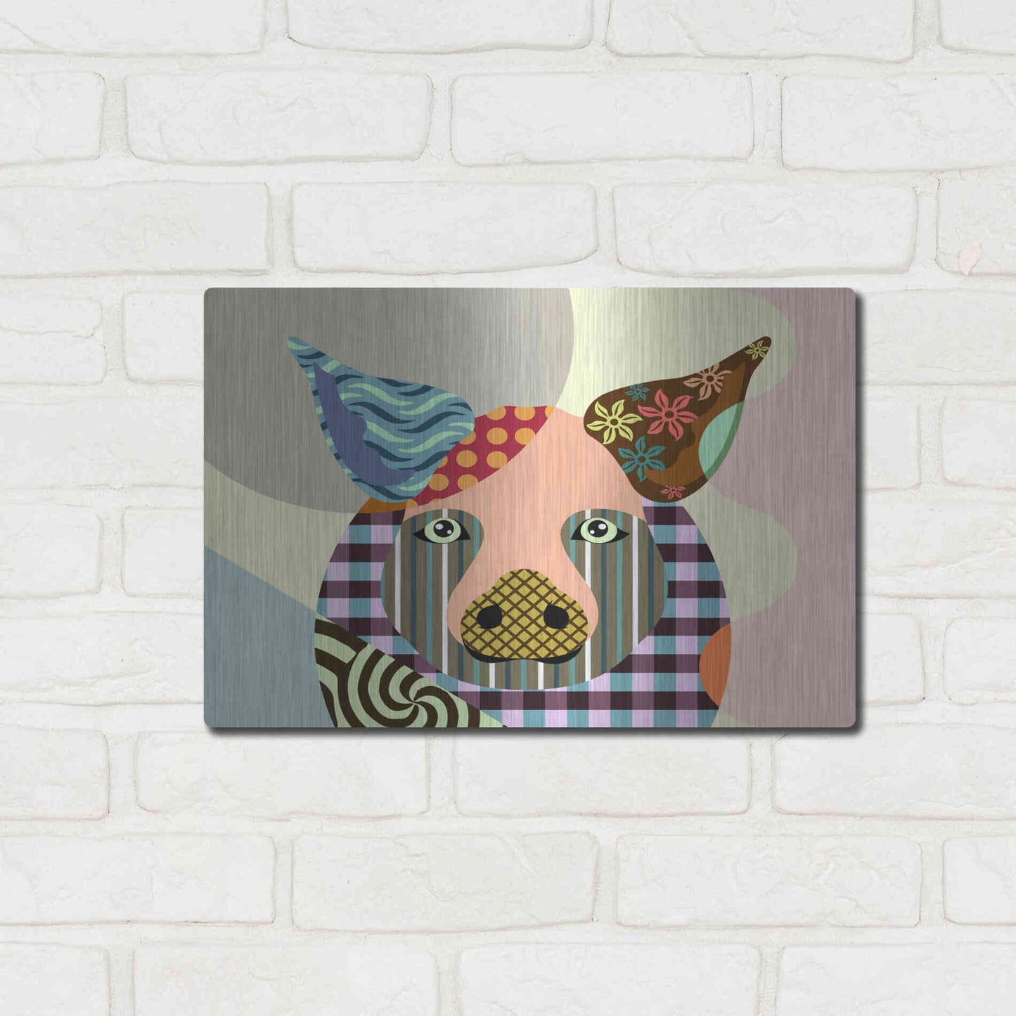 Luxe Metal Art 'Piggy' by Lanre Adefioyue, Metal Wall Art,16x12