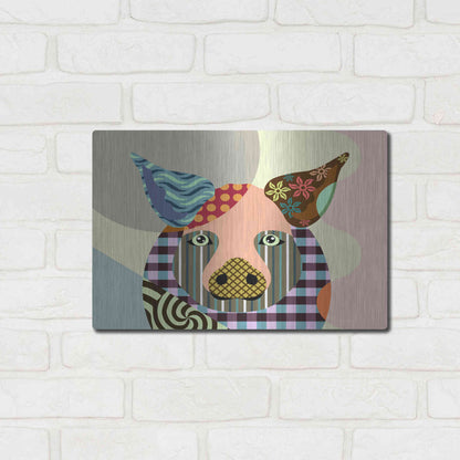 Luxe Metal Art 'Piggy' by Lanre Adefioyue, Metal Wall Art,16x12