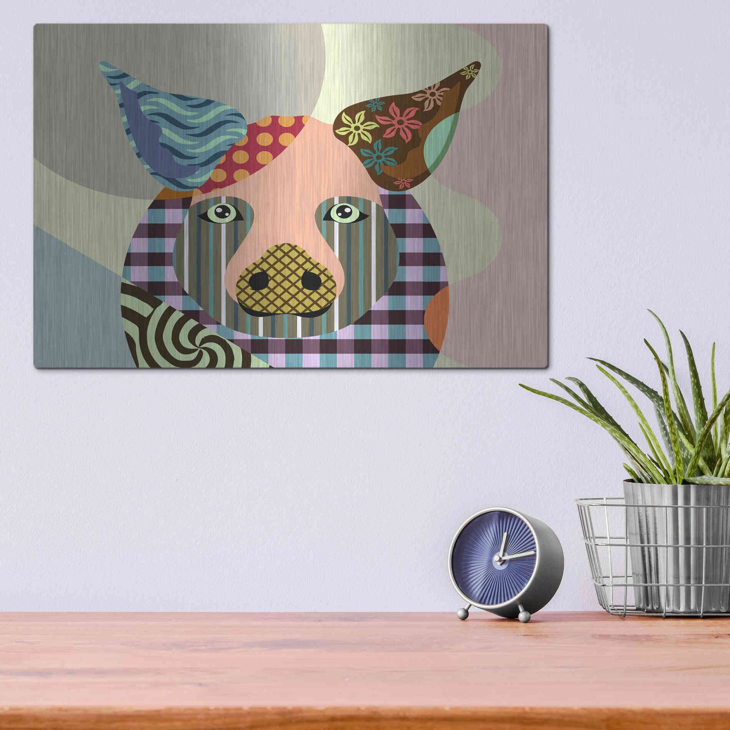 Luxe Metal Art 'Piggy' by Lanre Adefioyue, Metal Wall Art,16x12