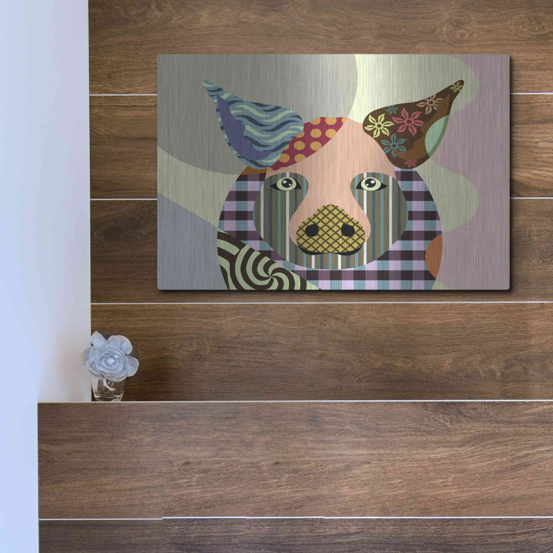 Luxe Metal Art 'Piggy' by Lanre Adefioyue, Metal Wall Art,16x12