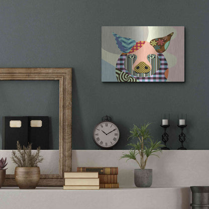 Luxe Metal Art 'Piggy' by Lanre Adefioyue, Metal Wall Art,16x12