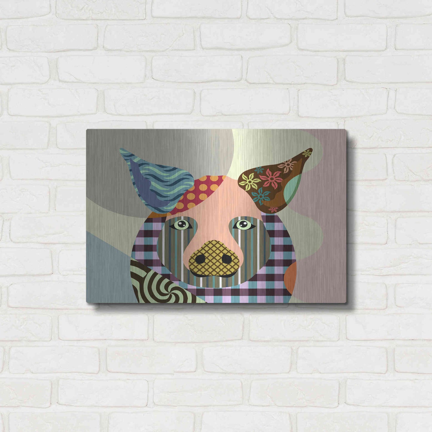 Luxe Metal Art 'Piggy' by Lanre Adefioyue, Metal Wall Art,24x16