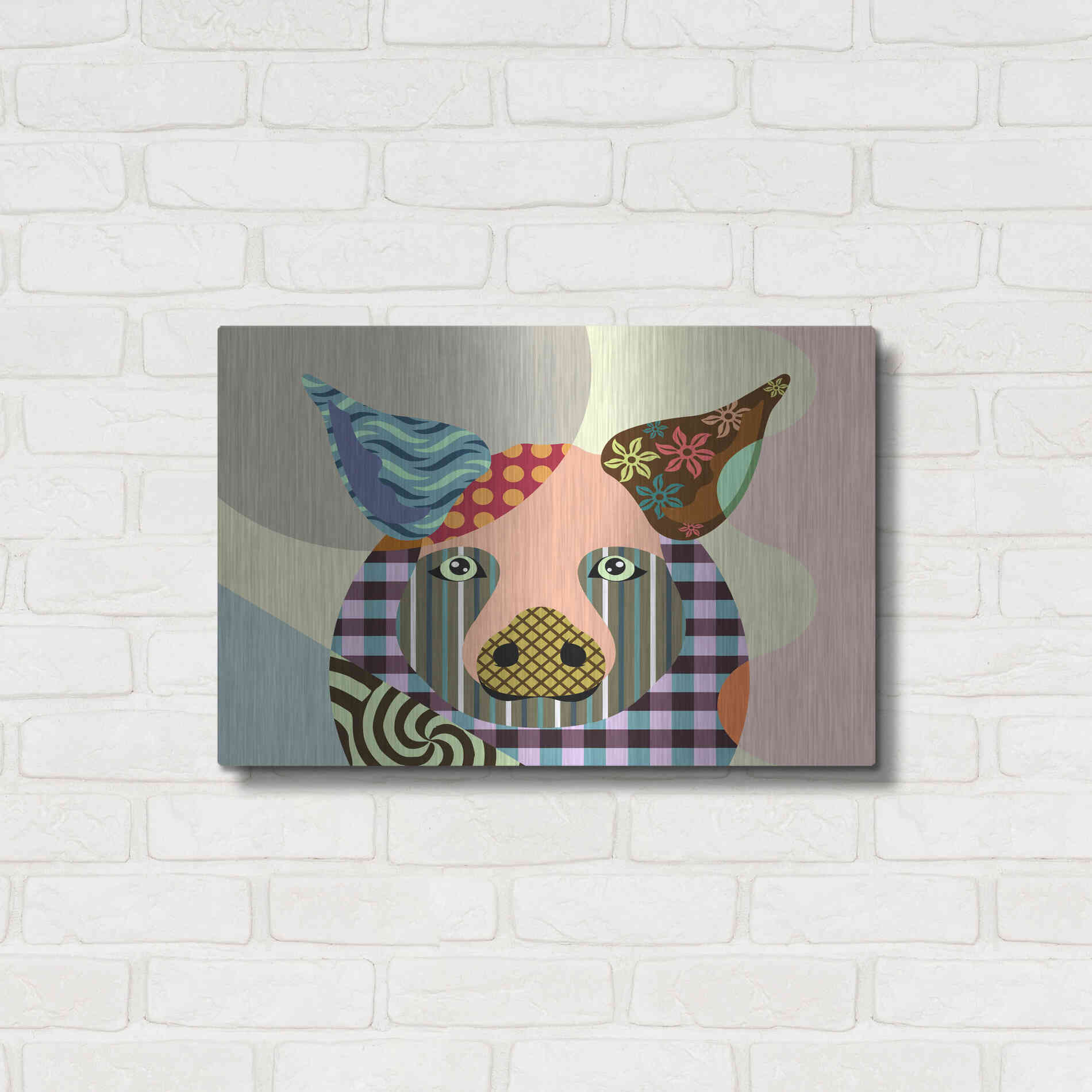 Luxe Metal Art 'Piggy' by Lanre Adefioyue, Metal Wall Art,24x16