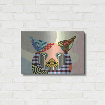 Luxe Metal Art 'Piggy' by Lanre Adefioyue, Metal Wall Art,24x16