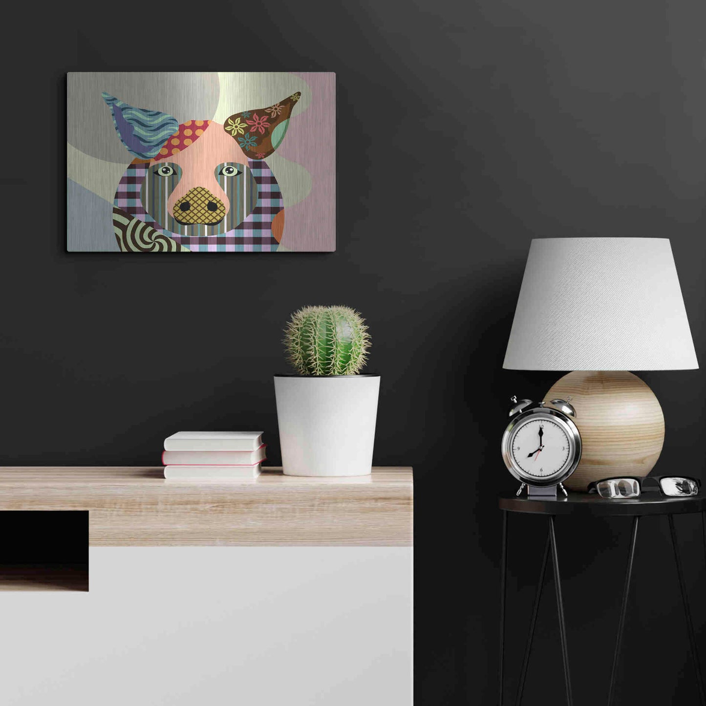 Luxe Metal Art 'Piggy' by Lanre Adefioyue, Metal Wall Art,24x16