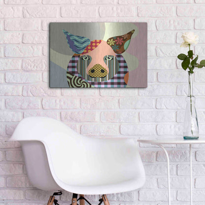 Luxe Metal Art 'Piggy' by Lanre Adefioyue, Metal Wall Art,24x16