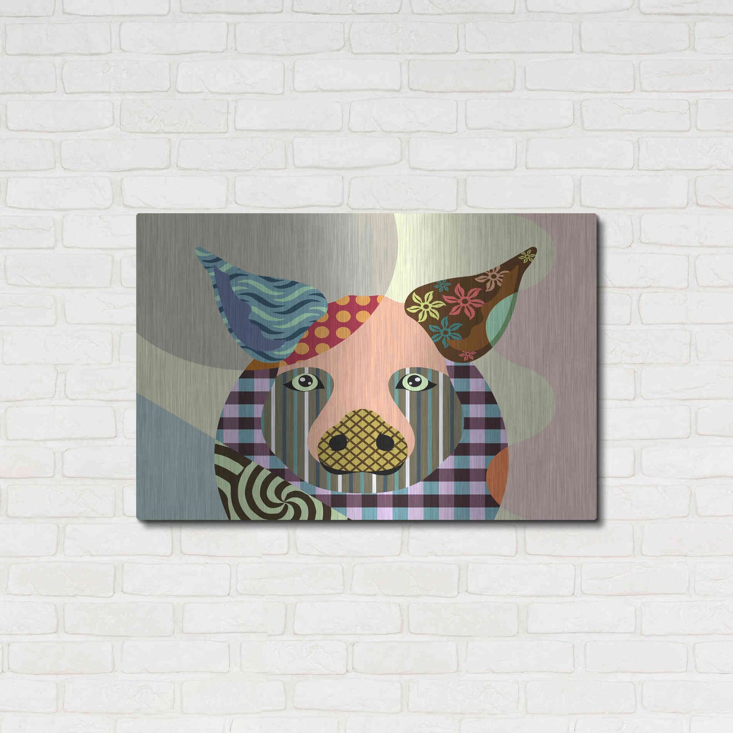 Luxe Metal Art 'Piggy' by Lanre Adefioyue, Metal Wall Art,36x24