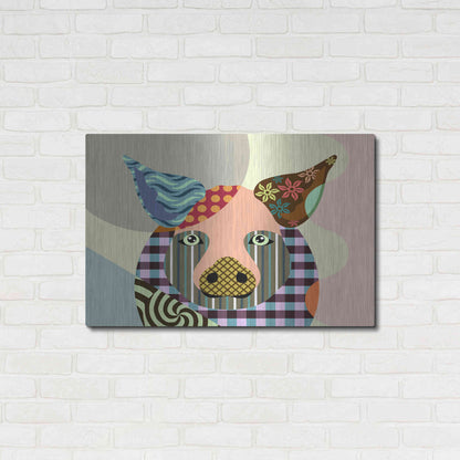 Luxe Metal Art 'Piggy' by Lanre Adefioyue, Metal Wall Art,36x24