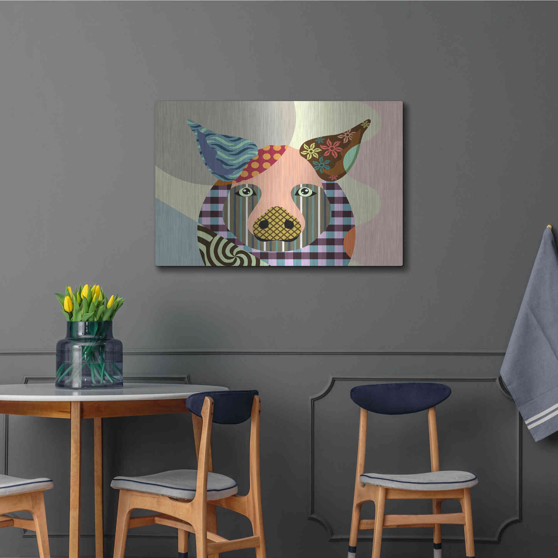 Luxe Metal Art 'Piggy' by Lanre Adefioyue, Metal Wall Art,36x24