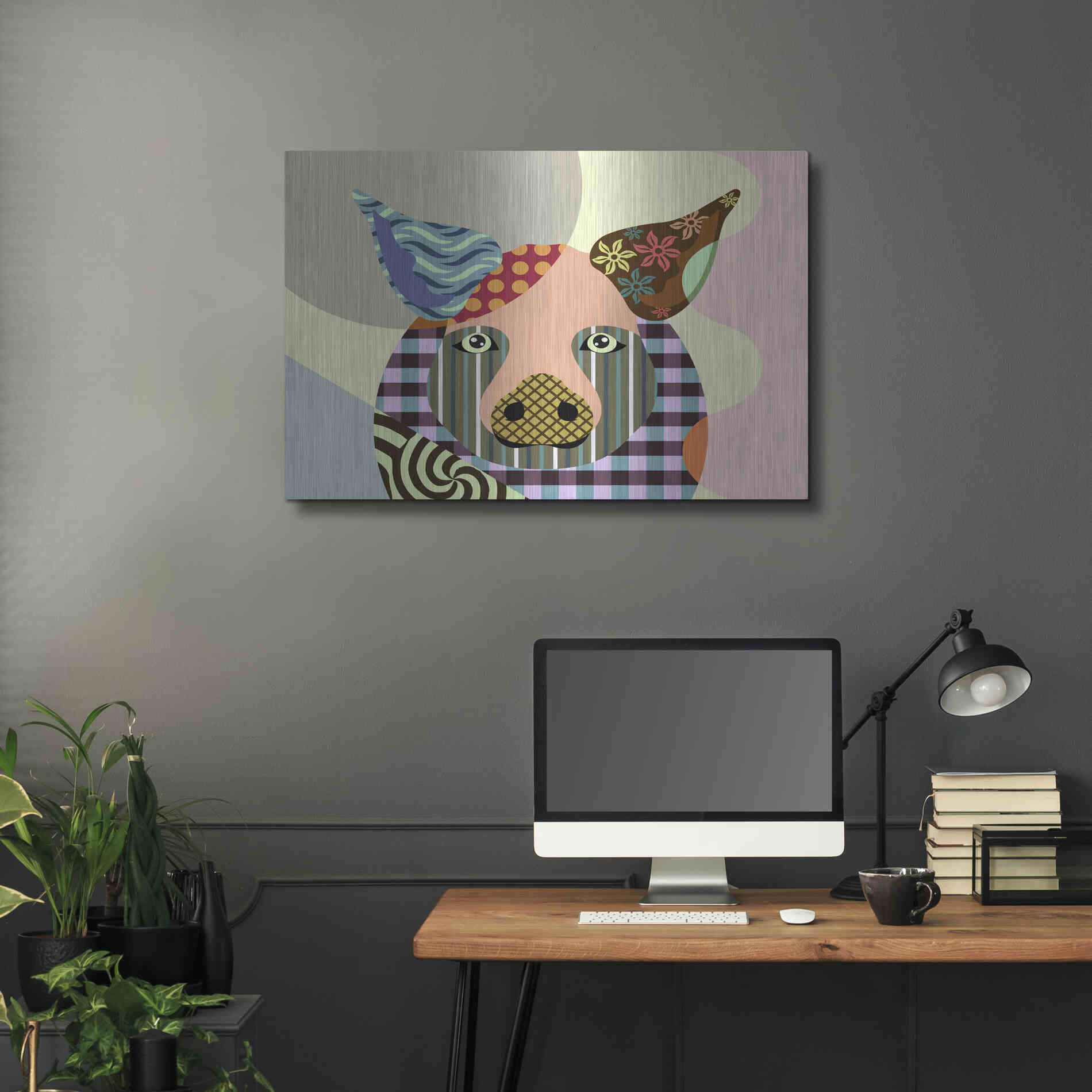 Luxe Metal Art 'Piggy' by Lanre Adefioyue, Metal Wall Art,36x24