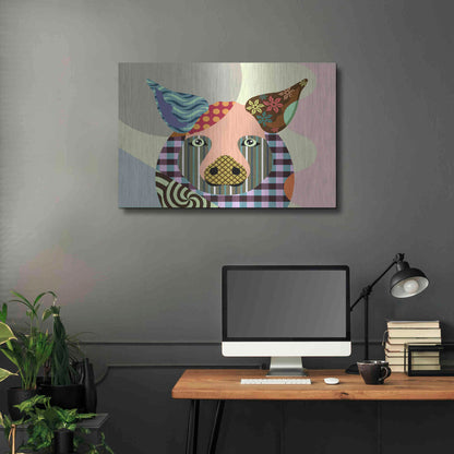 Luxe Metal Art 'Piggy' by Lanre Adefioyue, Metal Wall Art,36x24