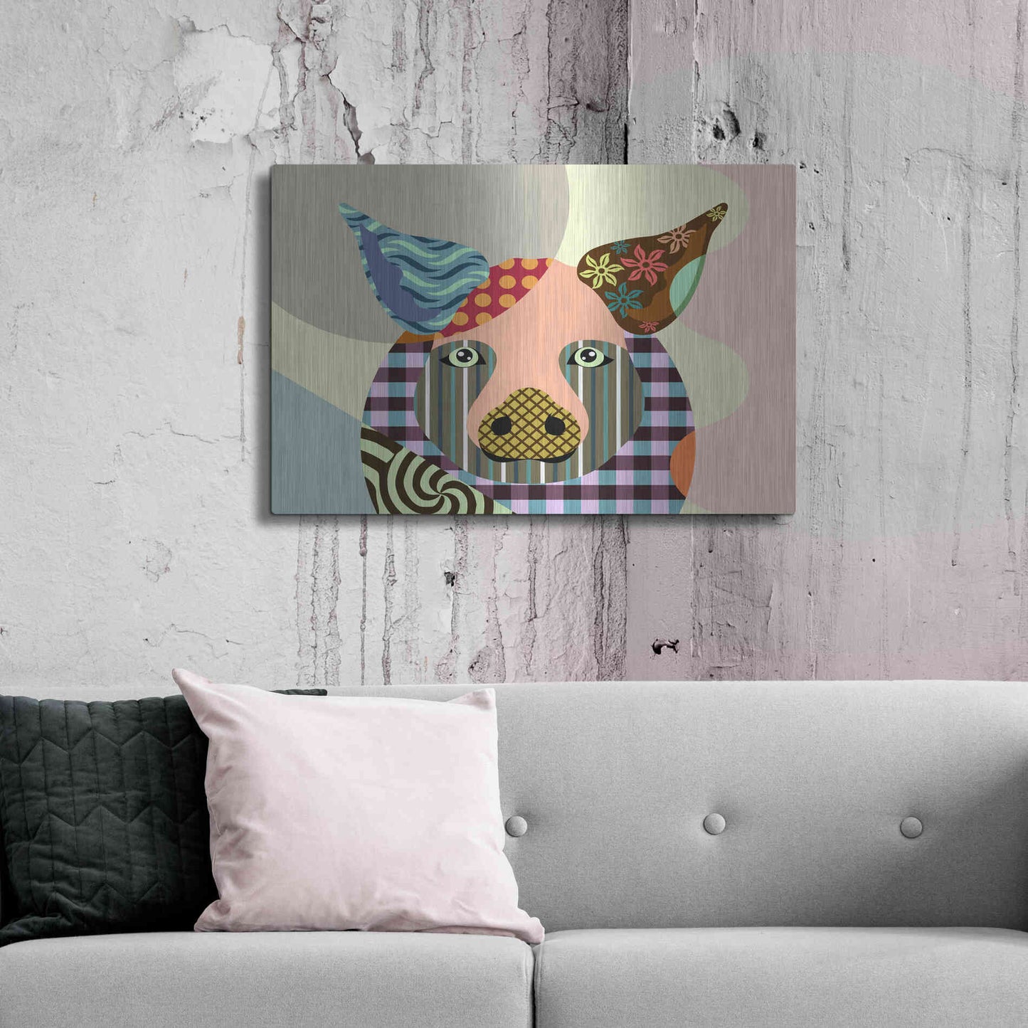 Luxe Metal Art 'Piggy' by Lanre Adefioyue, Metal Wall Art,36x24