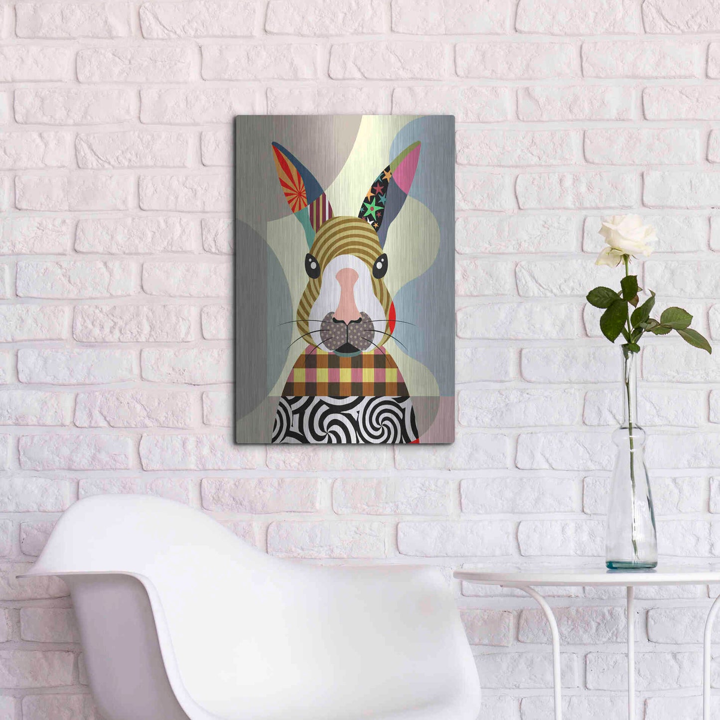 Luxe Metal Art 'Sexy Bunny' by Lanre Adefioyue, Metal Wall Art,16x24