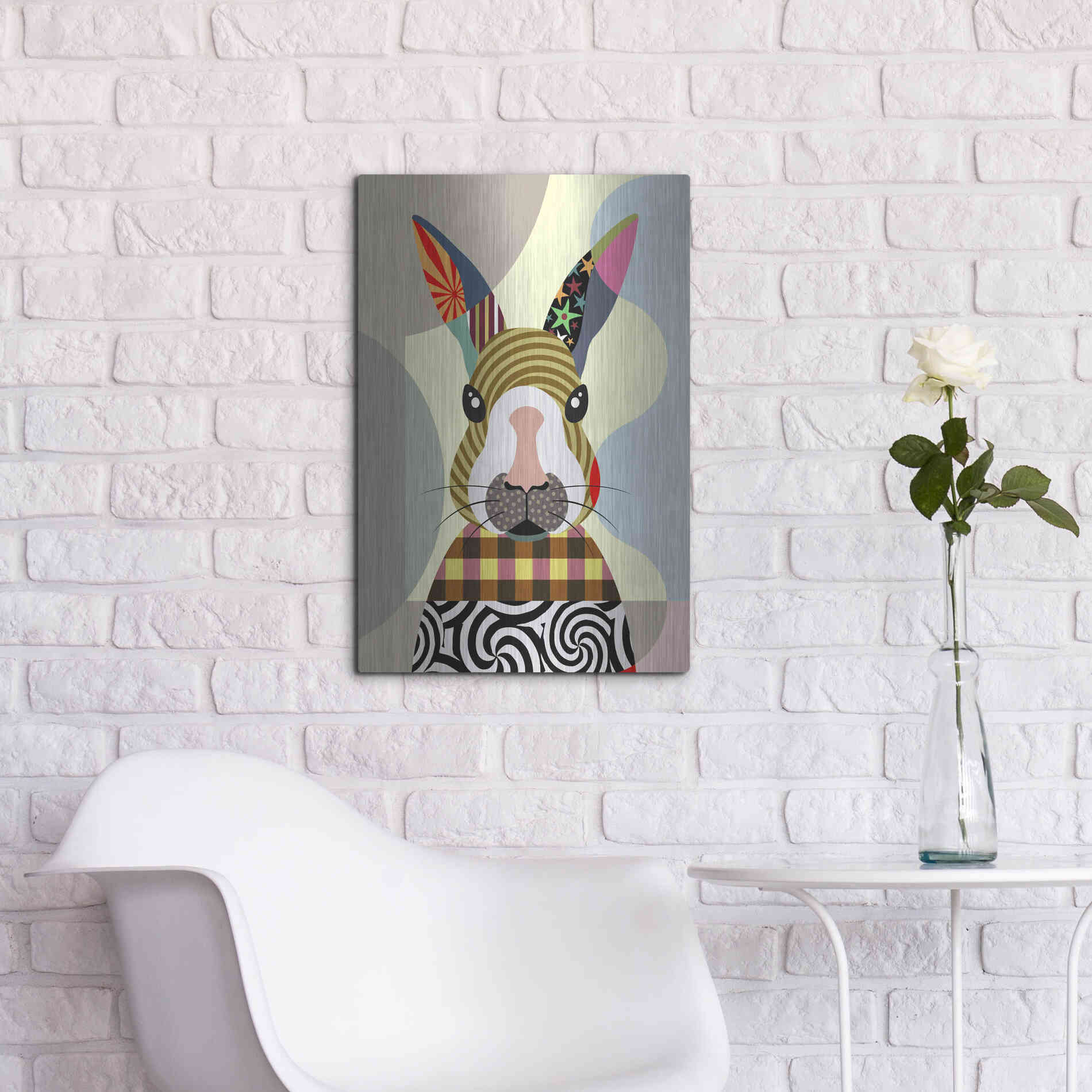 Luxe Metal Art 'Sexy Bunny' by Lanre Adefioyue, Metal Wall Art,16x24