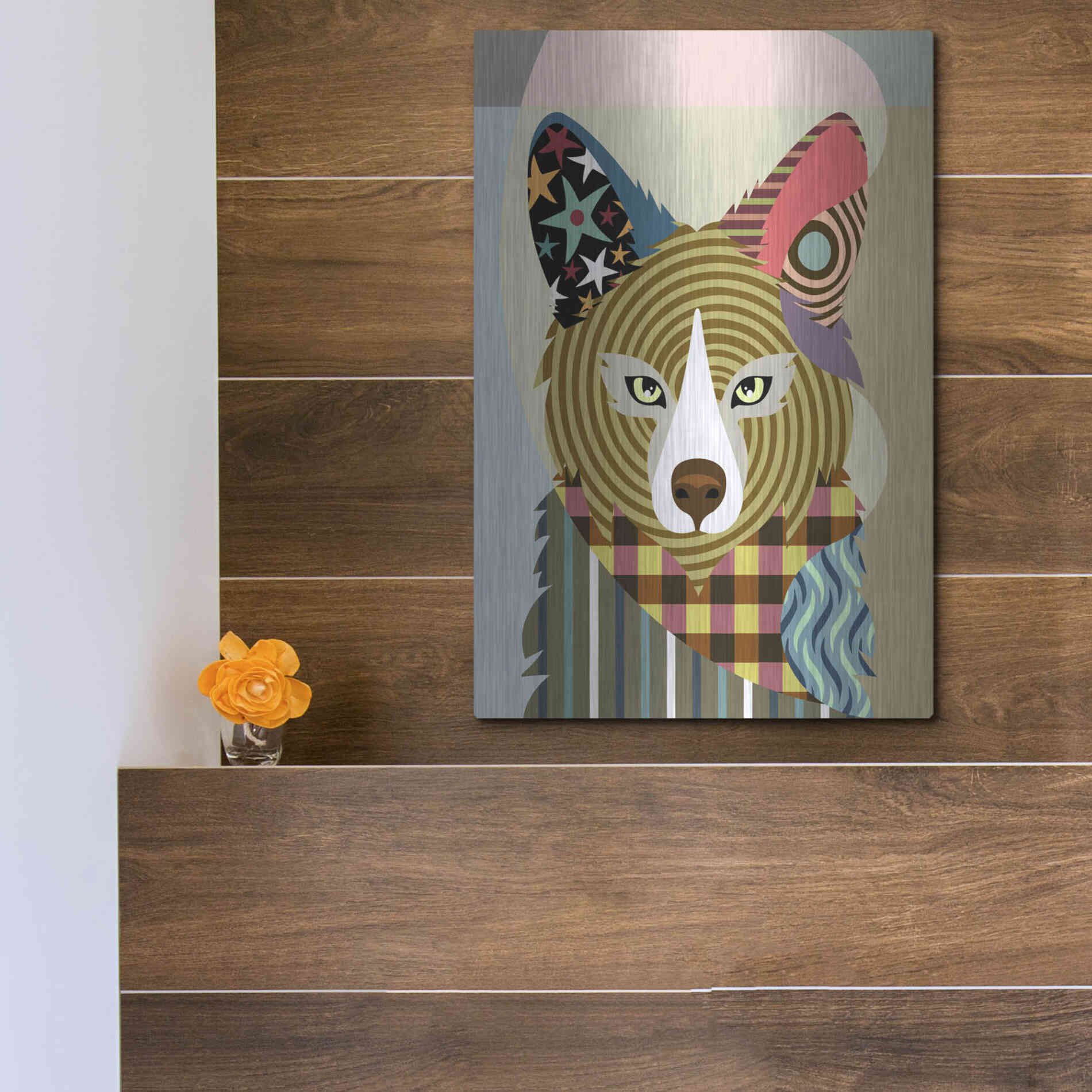 Luxe Metal Art 'Sly as a Fox' by Lanre Adefioyue, Metal Wall Art,12x16