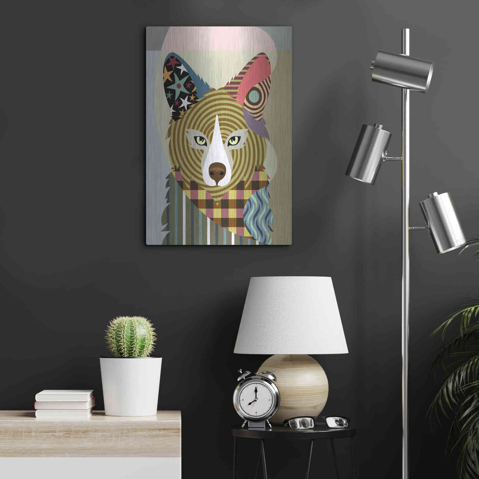 Luxe Metal Art 'Sly as a Fox' by Lanre Adefioyue, Metal Wall Art,16x24