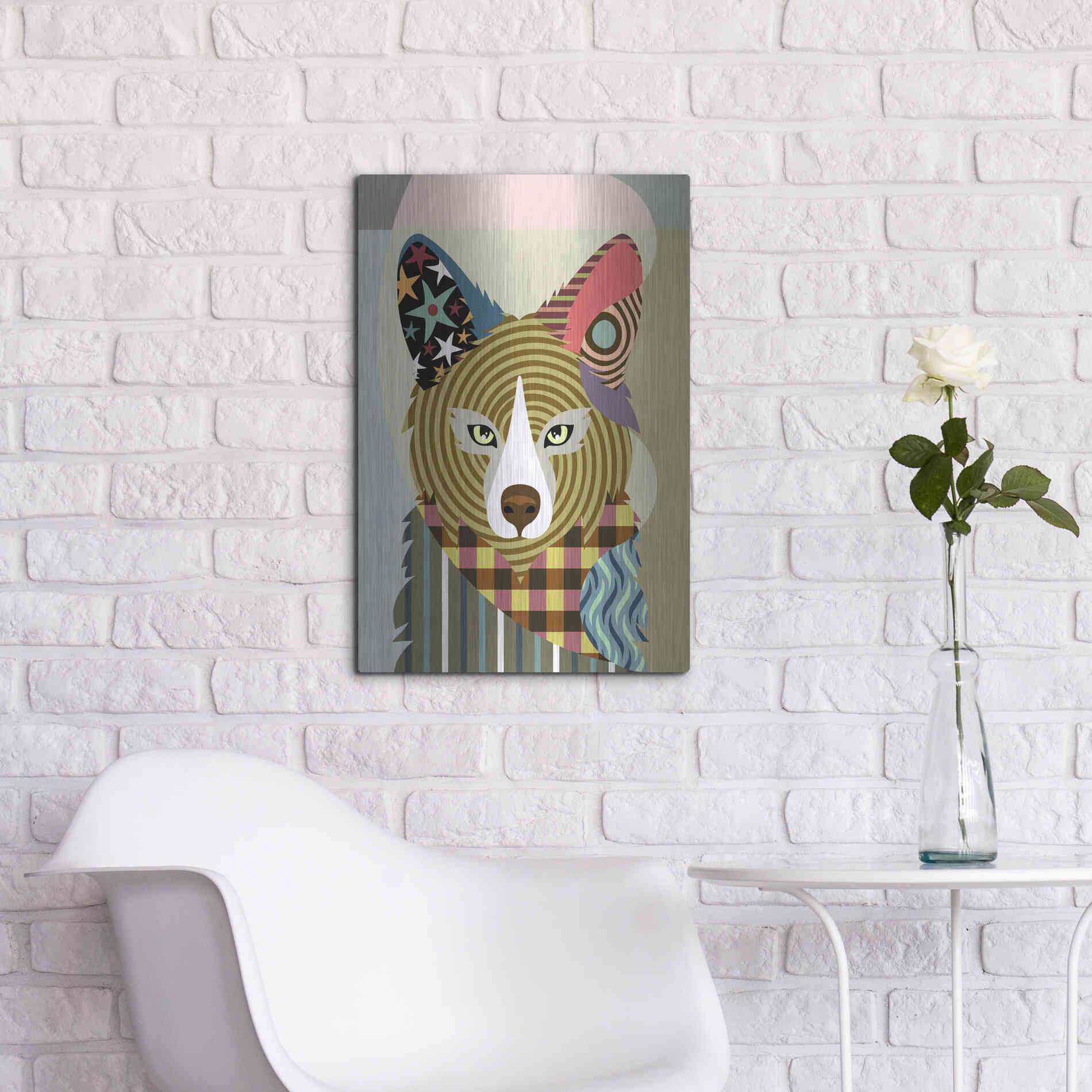 Luxe Metal Art 'Sly as a Fox' by Lanre Adefioyue, Metal Wall Art,16x24