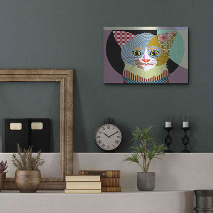 Luxe Metal Art 'Spectrum Cat' by Lanre Adefioyue, Metal Wall Art,16x12